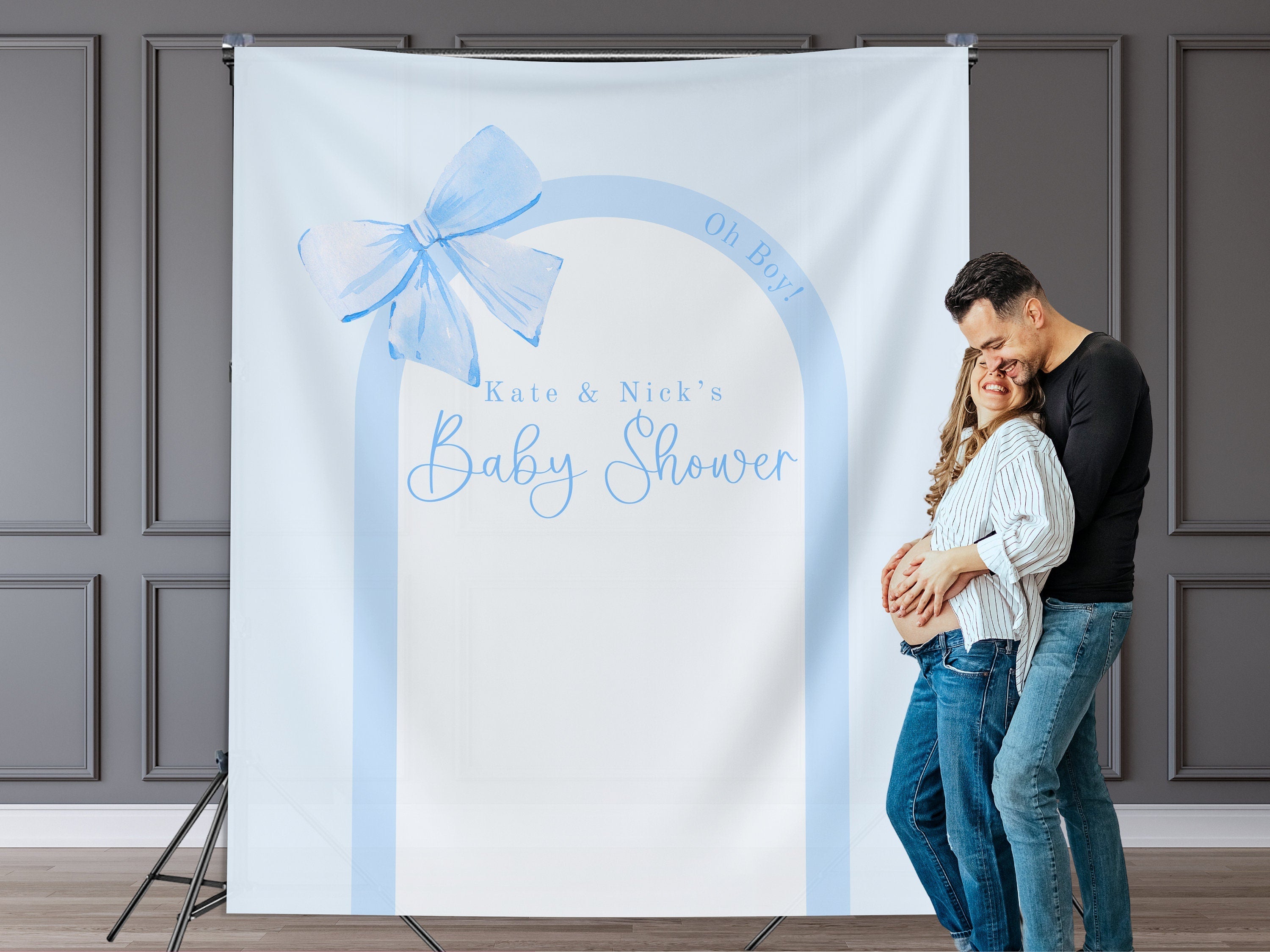 Bow Baby Shower Custom Banner Backdrop