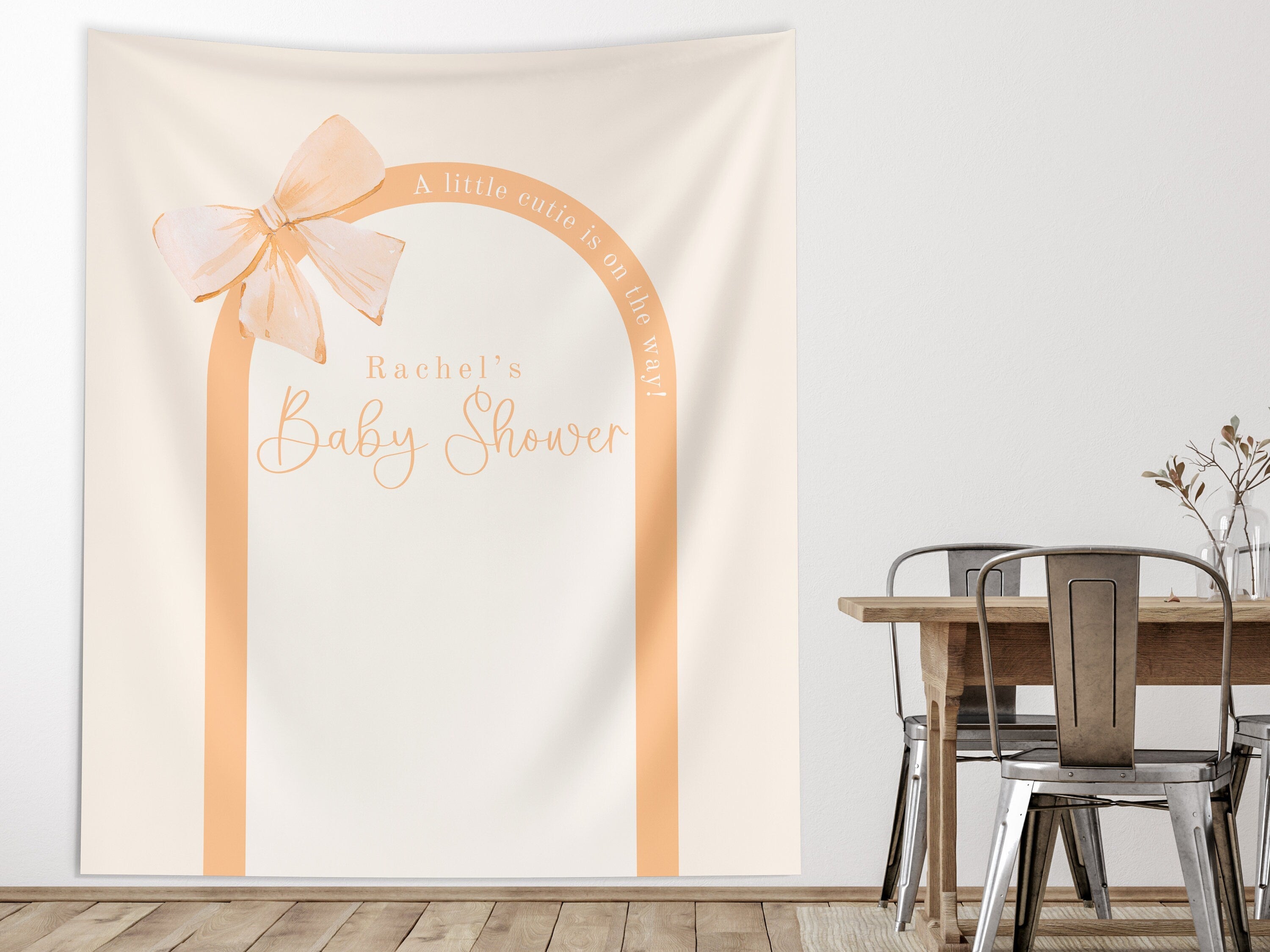 Bow Baby Shower Custom Banner Backdrop