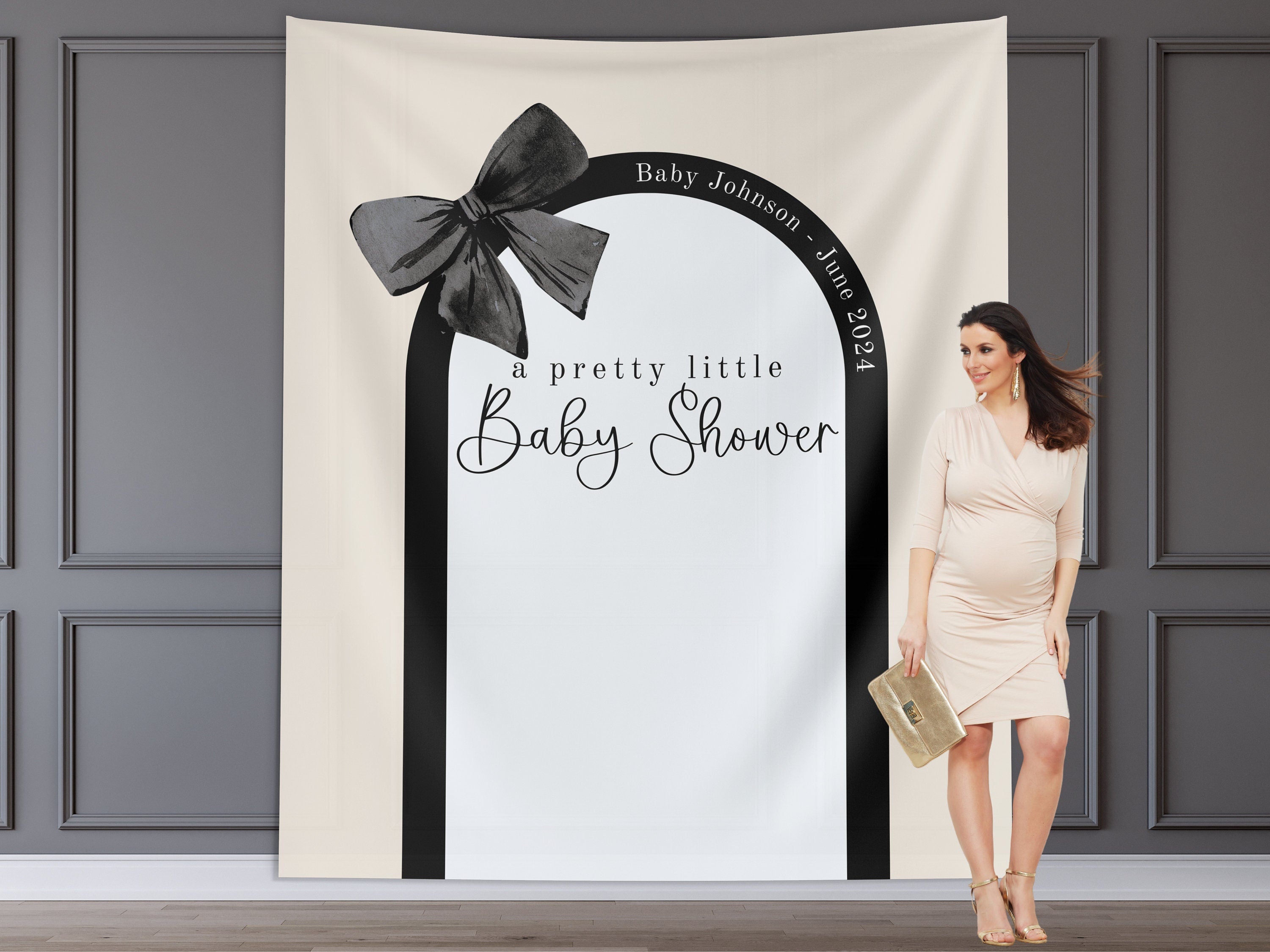Bow Baby Shower Custom Banner Backdrop