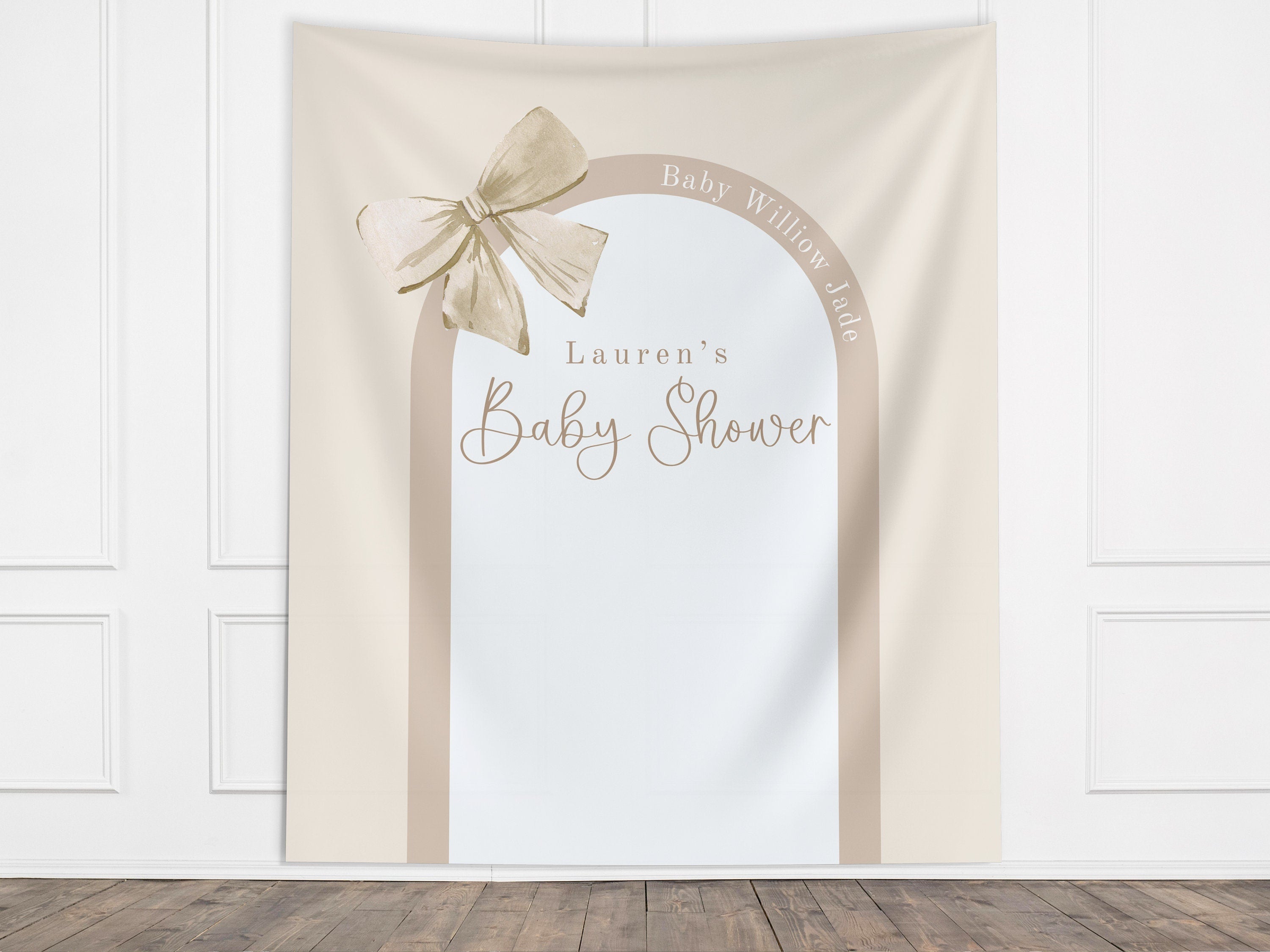 Bow Baby Shower Custom Banner Backdrop