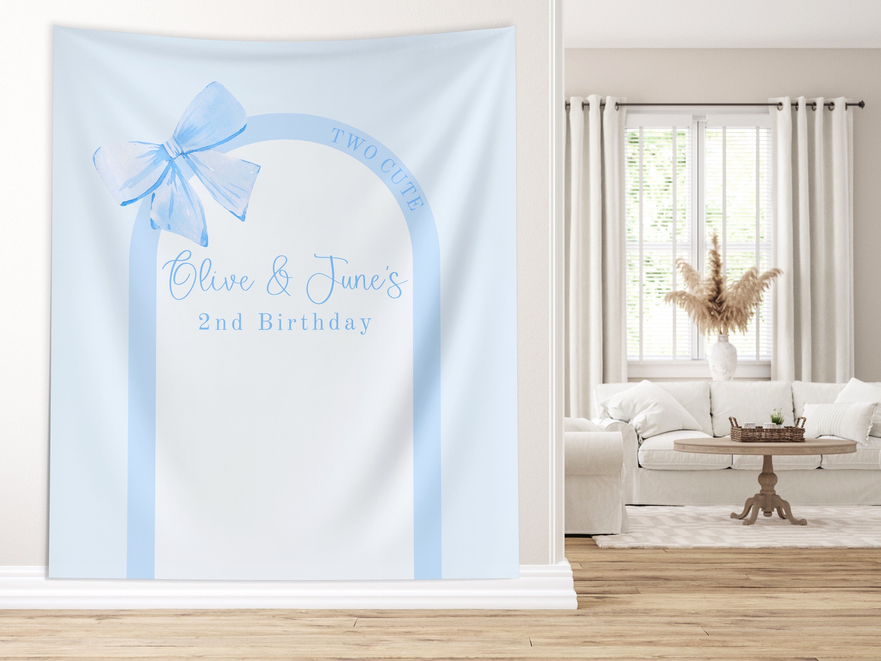Bow Birthday Party Custom Banner Backdrop