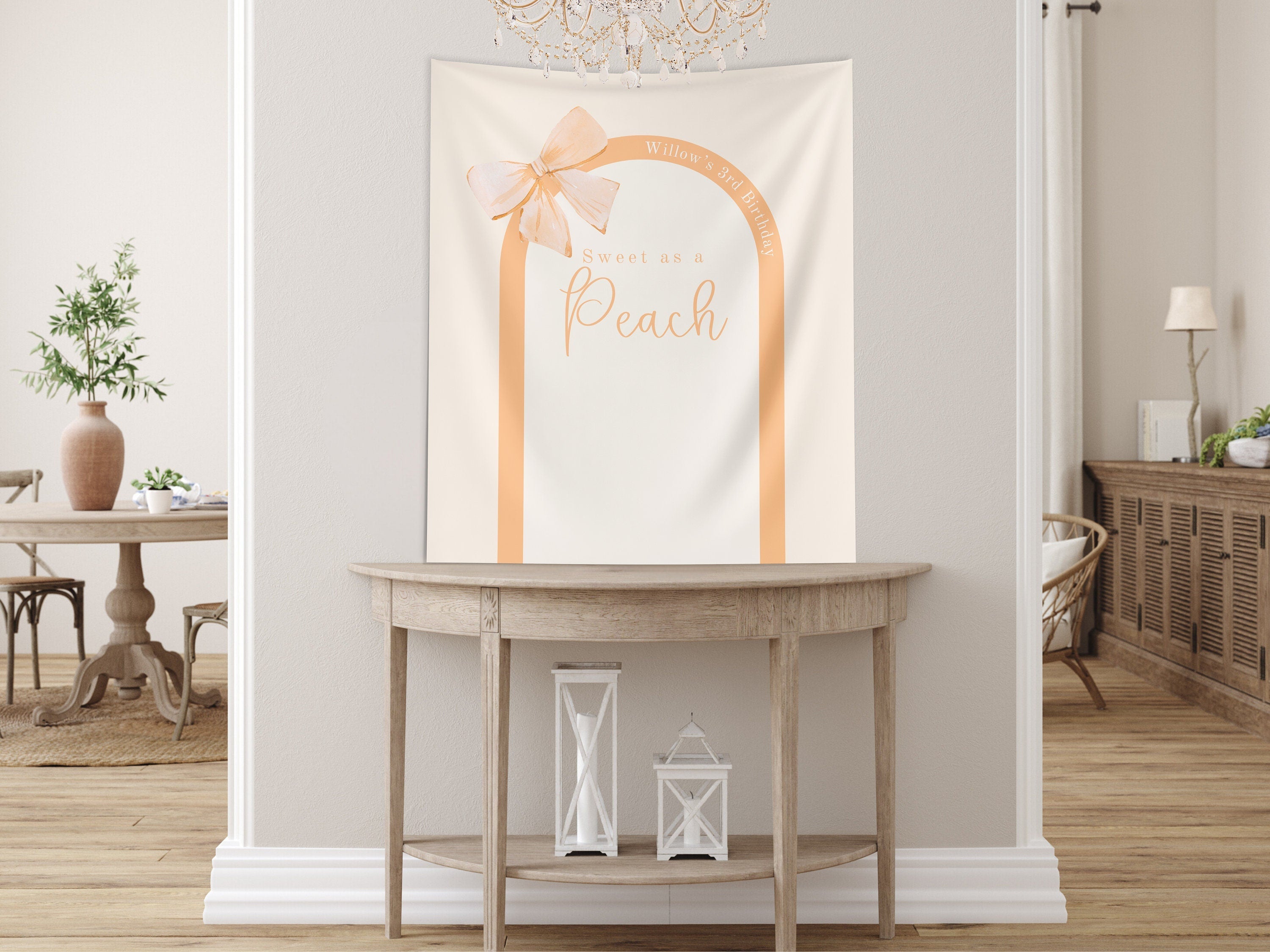 Bow Birthday Party Custom Banner Backdrop