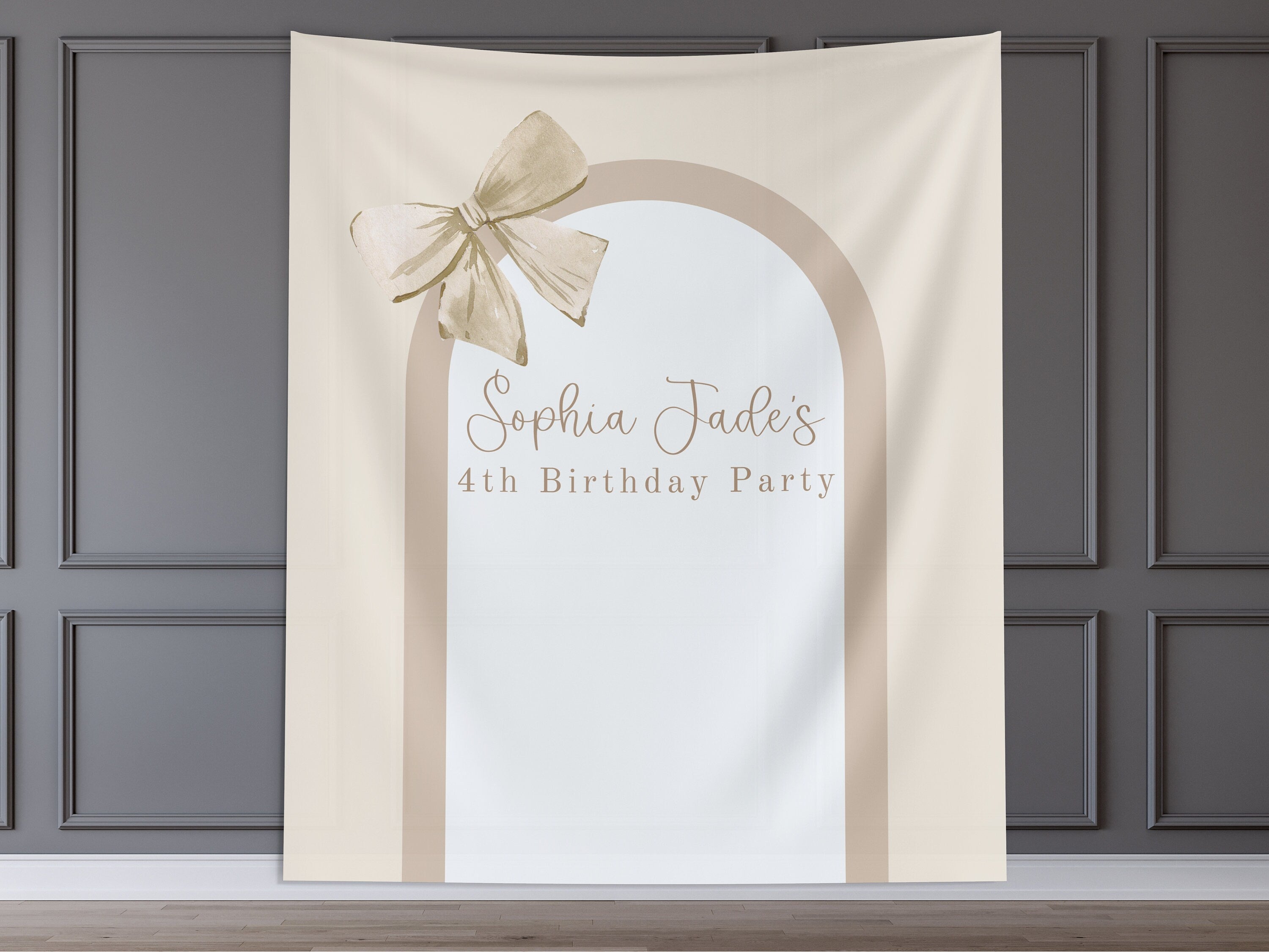 Bow Birthday Party Custom Banner Backdrop