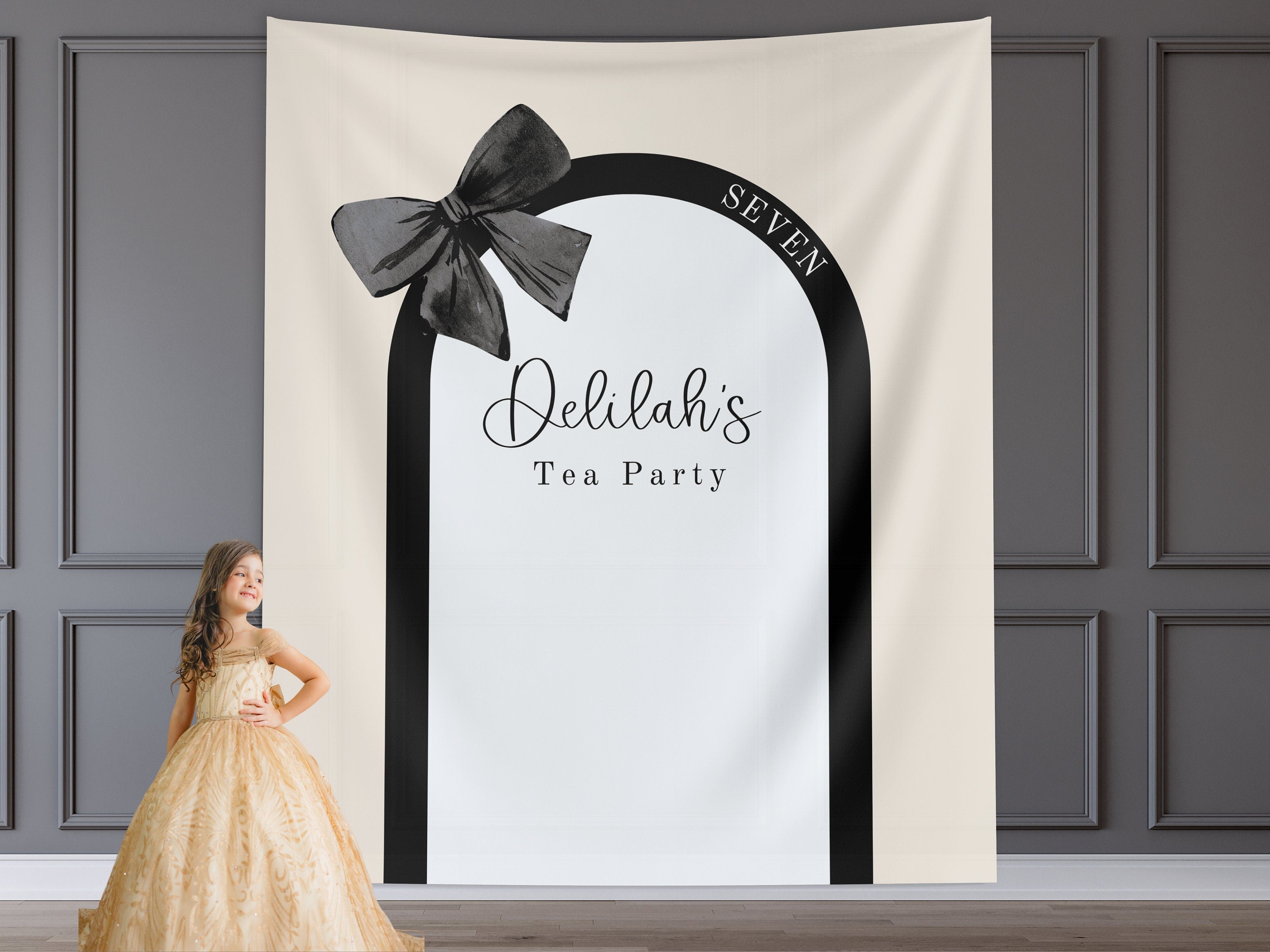Bow Birthday Party Custom Banner Backdrop