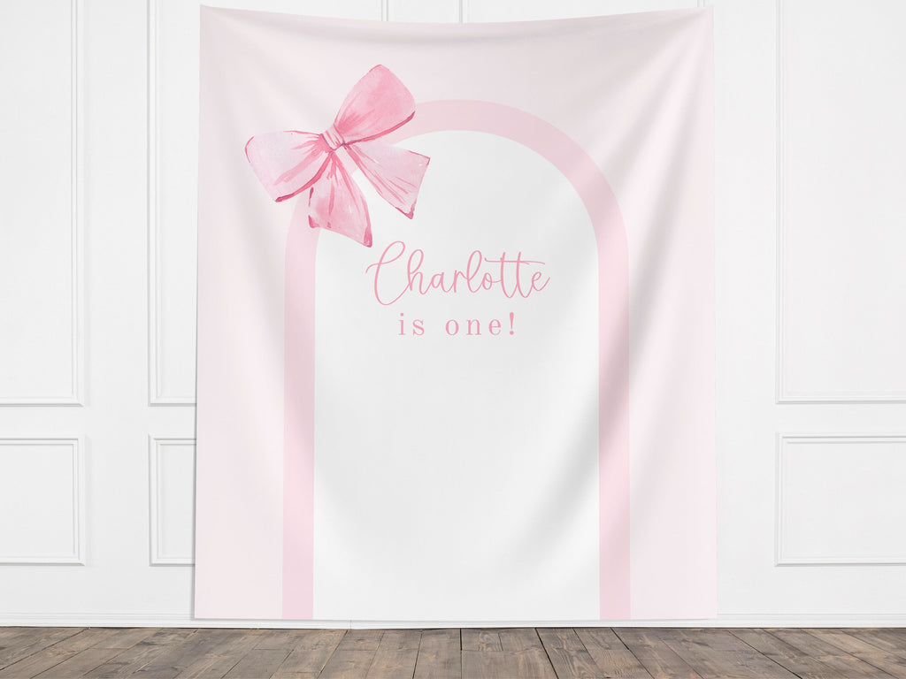Bow Birthday Party Custom Banner Backdrop