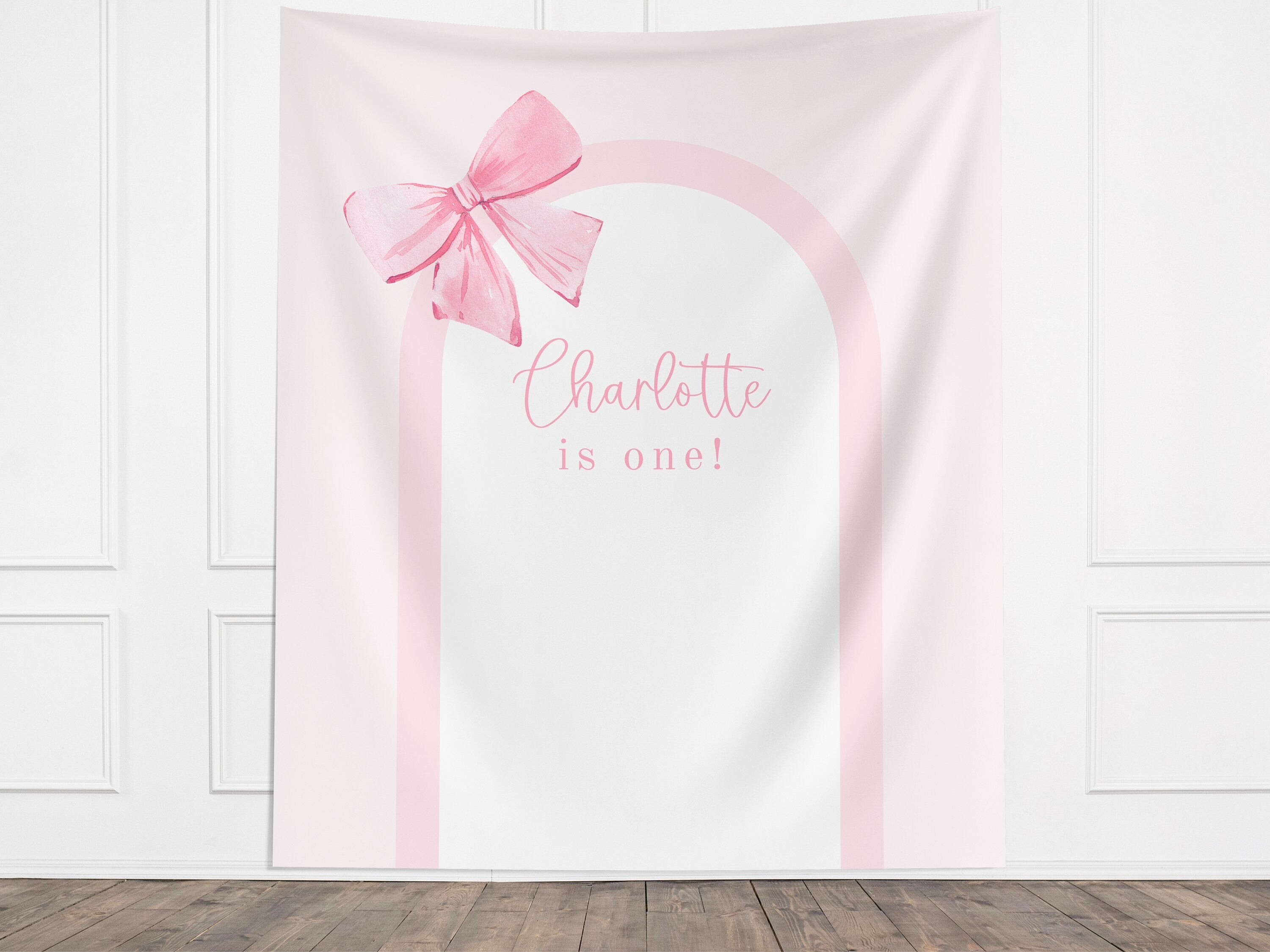 Bow Birthday Party Custom Banner Backdrop
