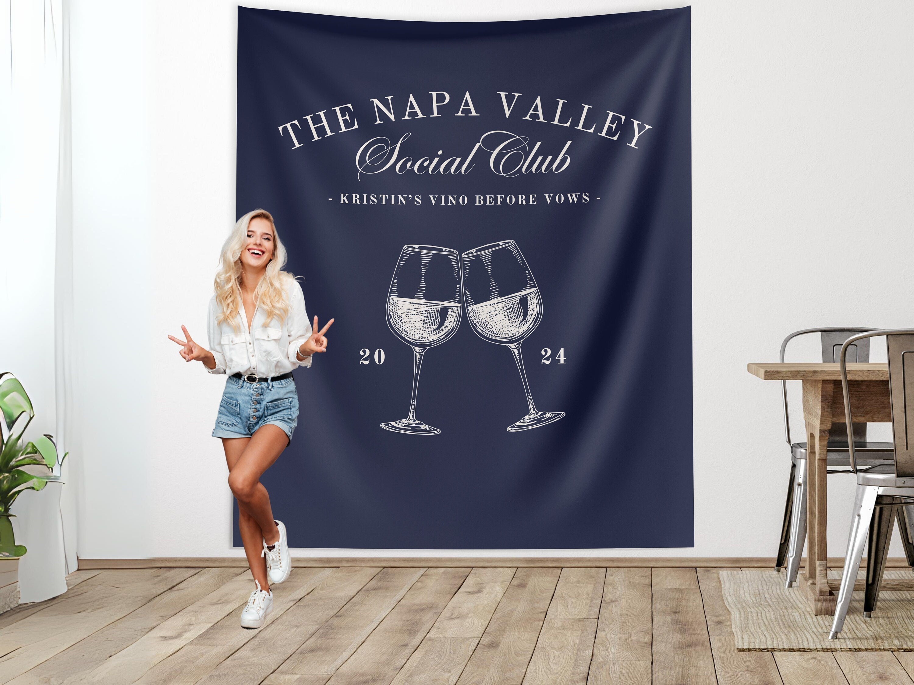 Wine Social Club Bachelorette Party Banner Backdrop