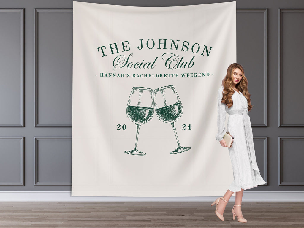 Wine Social Club Bachelorette Party Banner Backdrop