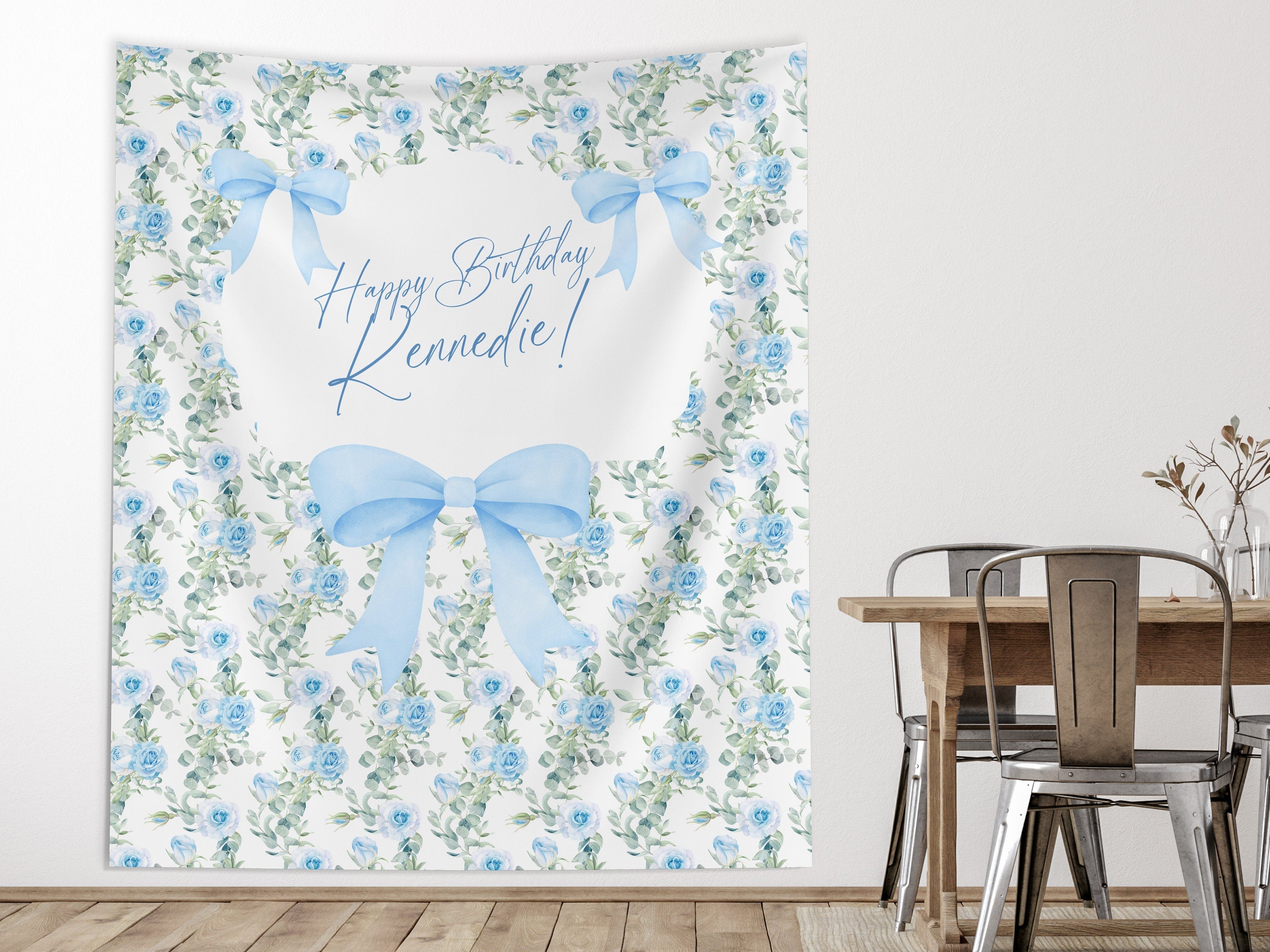 Chic Floral and Bows Custom Baby Shower Banner Backdrop