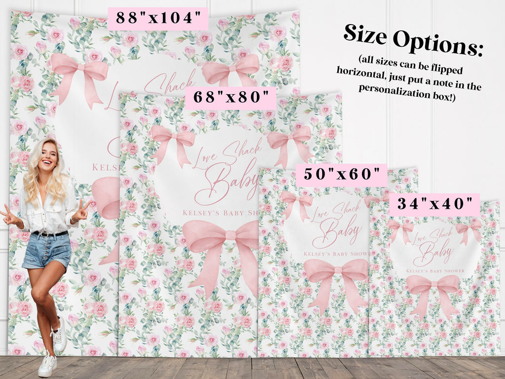 Chic Floral and Bows Custom Baby Shower Banner Backdrop
