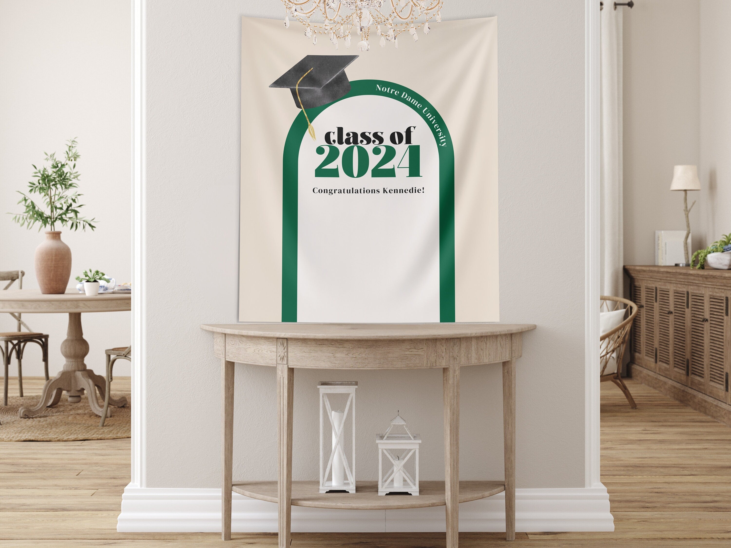 Cap & Arch Class of 2025 Custom Graduation Party Banner Backdrop