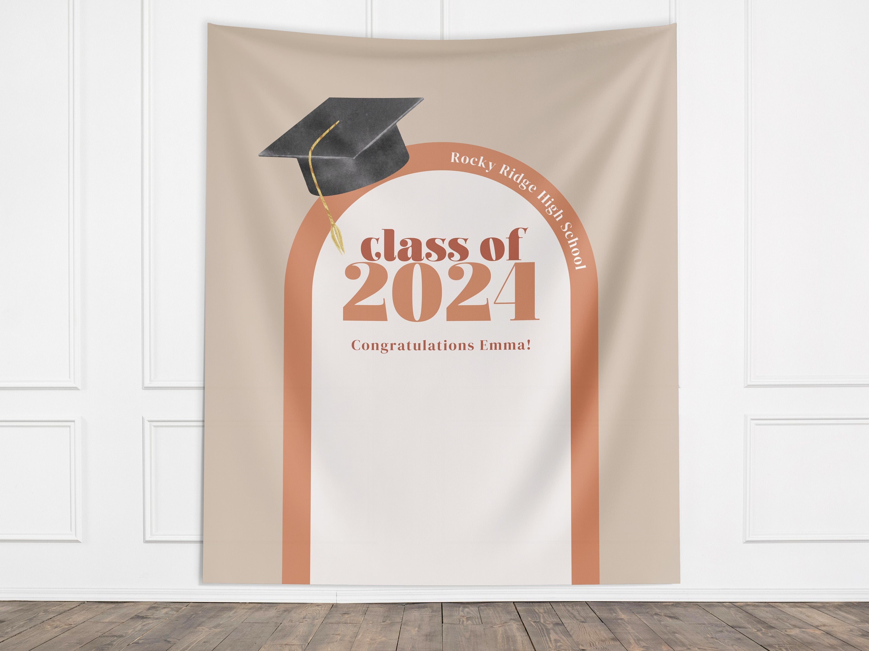 Cap & Arch Class of 2025 Custom Graduation Party Banner Backdrop