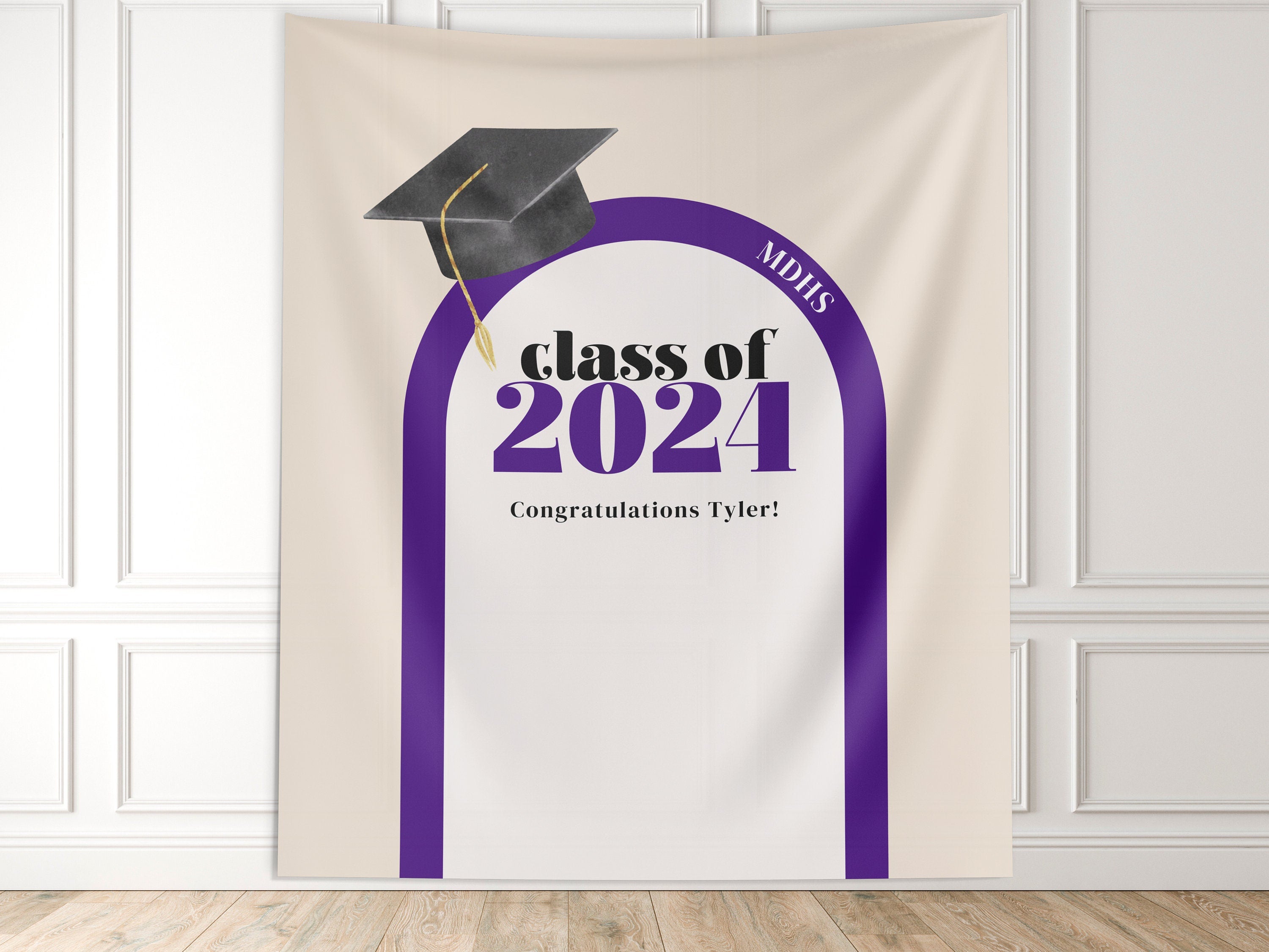 Cap & Arch Class of 2025 Custom Graduation Party Banner Backdrop