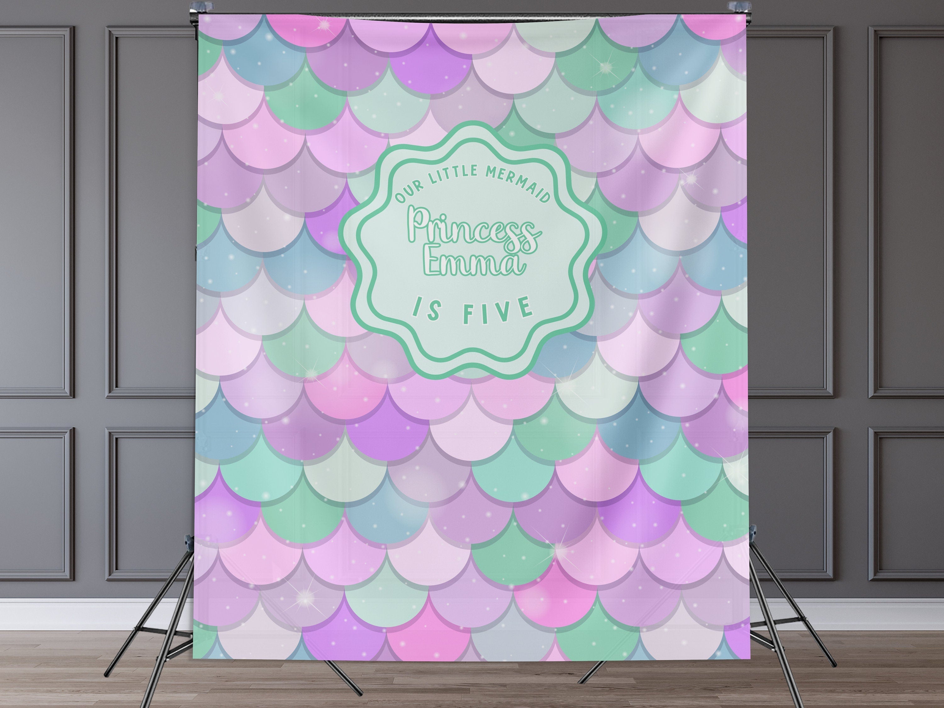 Mermaid Birthday Party Custom Banner, Under the Sea Backdrop, Girl Birthday Party Décor, One-der the Sea, Girl Mermaid Party