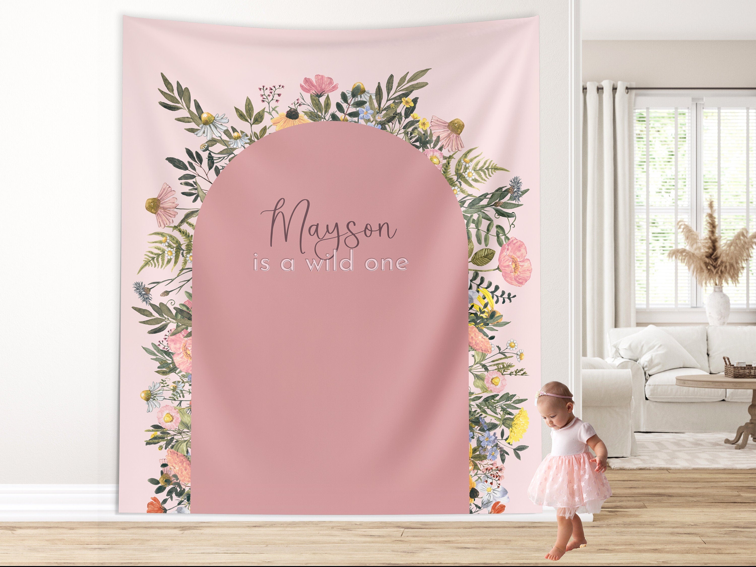 Little Wildflower Custom Birthday Banner Backdrop