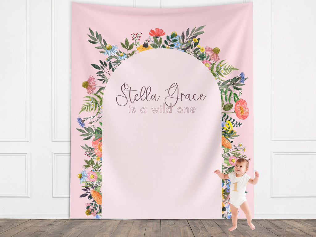 Little Wildflower Custom Birthday Banner Backdrop