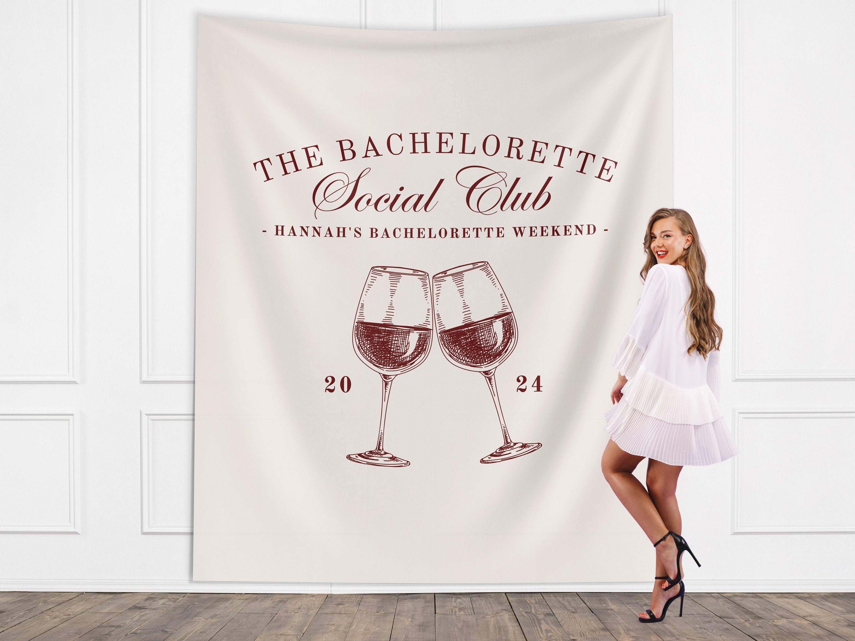 Wine Social Club Bachelorette Party Banner Backdrop