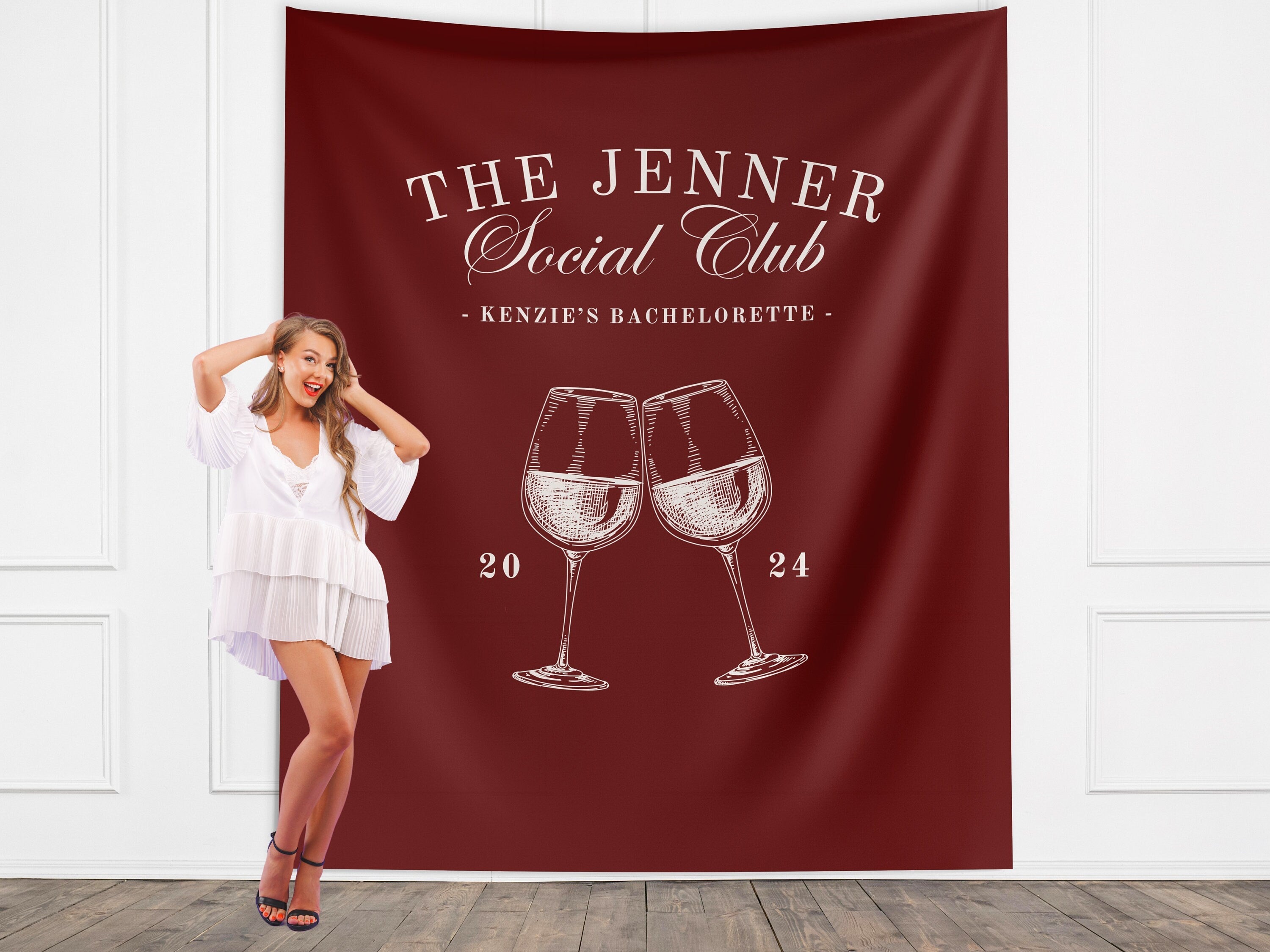 Wine Social Club Bachelorette Party Banner Backdrop