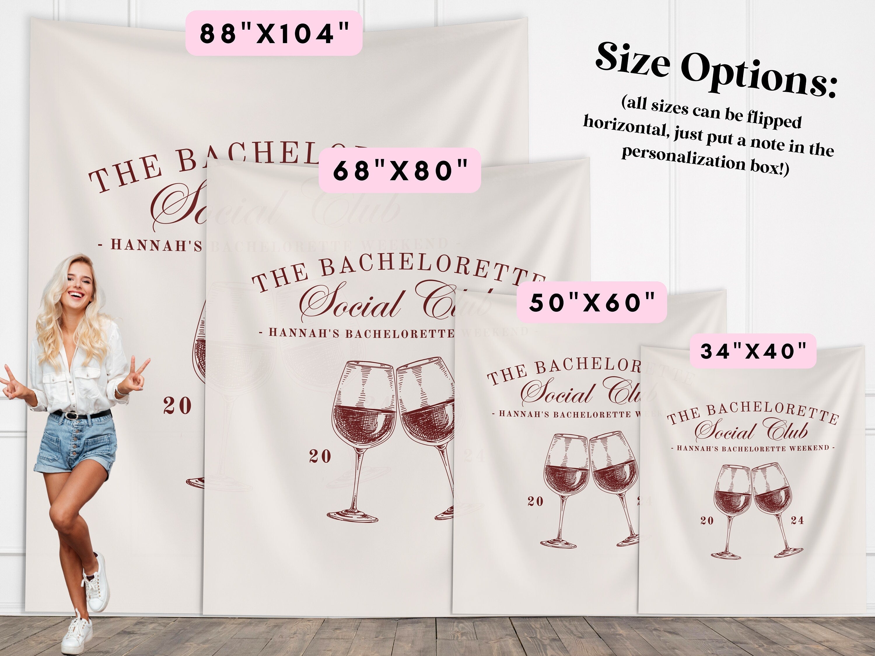 Wine Social Club Bachelorette Party Banner Backdrop