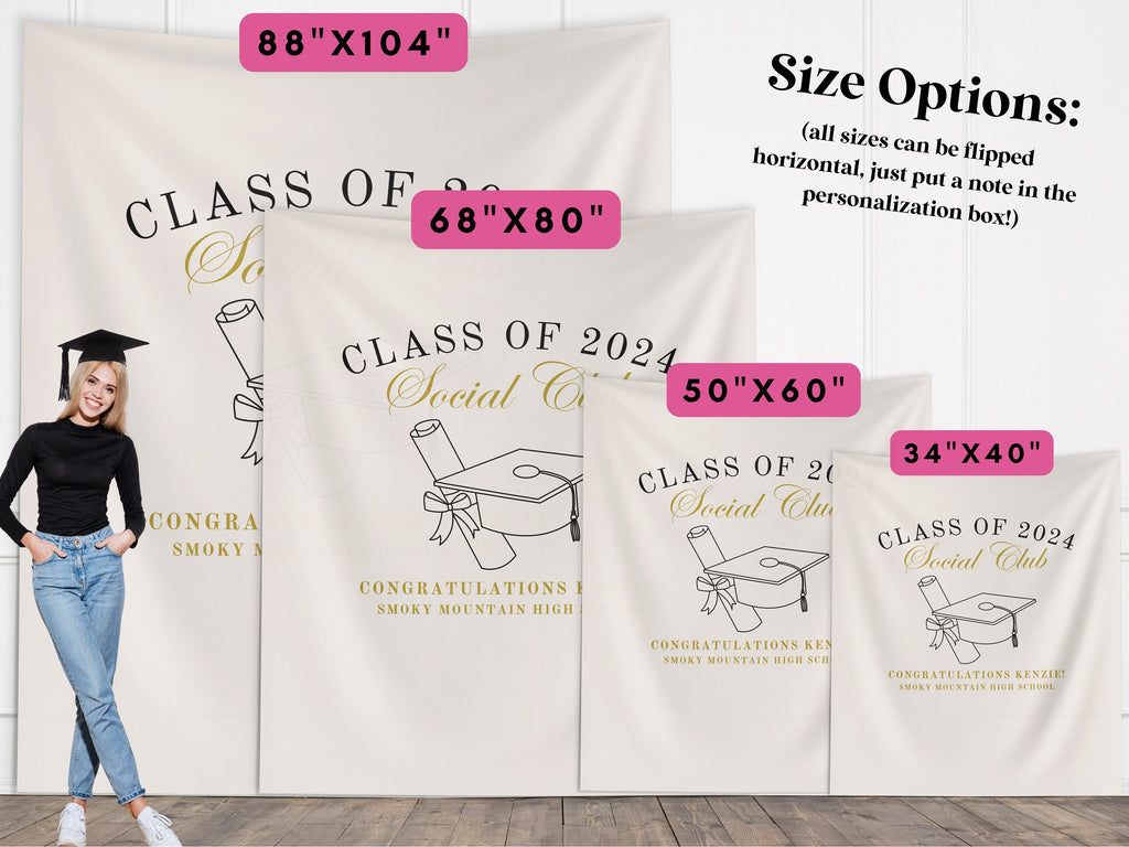 Luxury Class of 2025 Social Club Custom Graduation Party Banner Backdrop