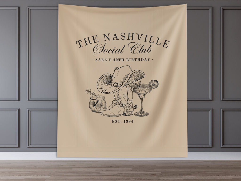 The Nashville Social Club Custom Luxury Bachelorette Banner Backdrop