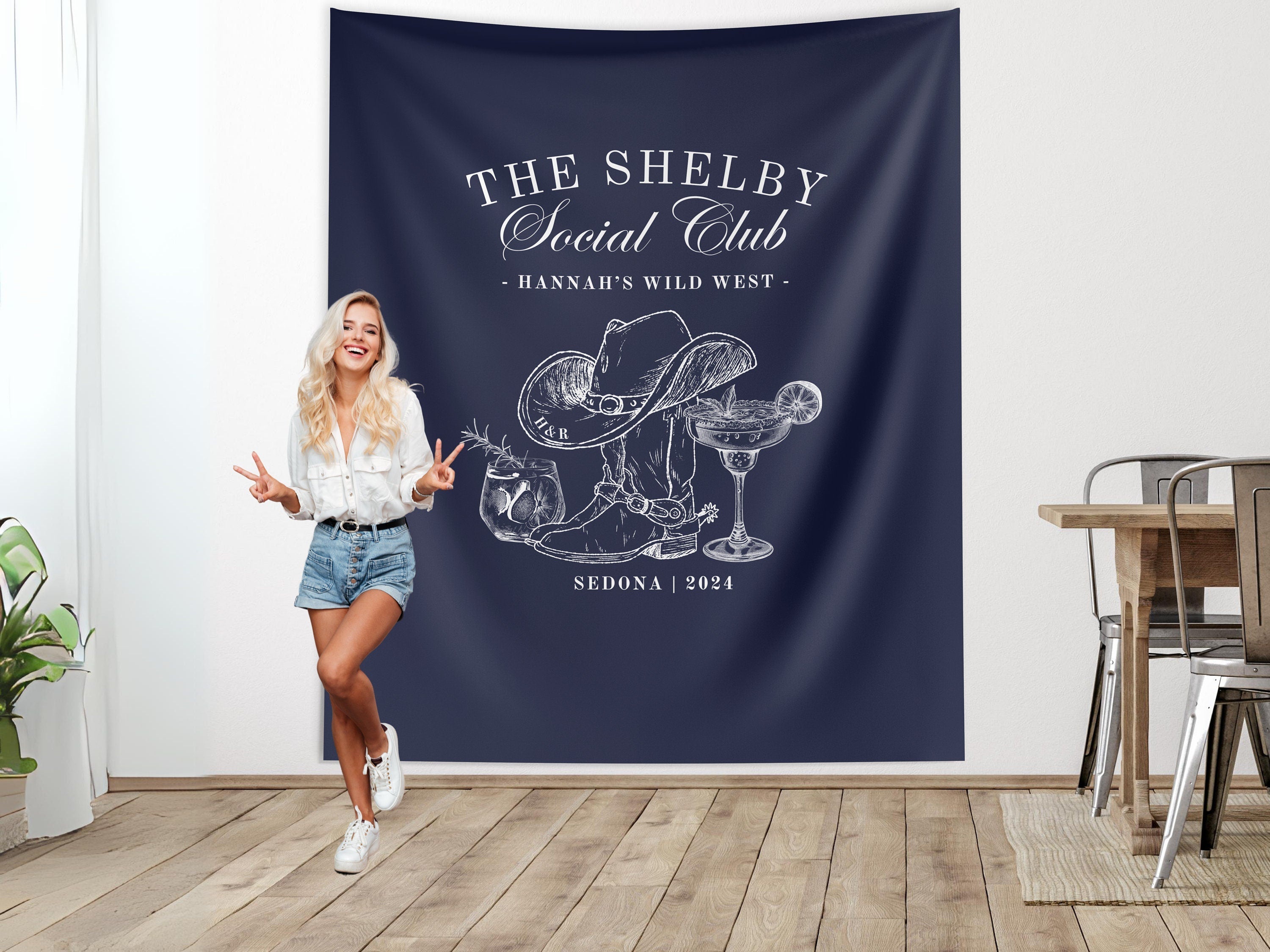 The Nashville Social Club Custom Luxury Bachelorette Banner Backdrop