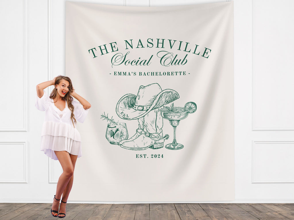 The Nashville Social Club Custom Luxury Bachelorette Banner Backdrop