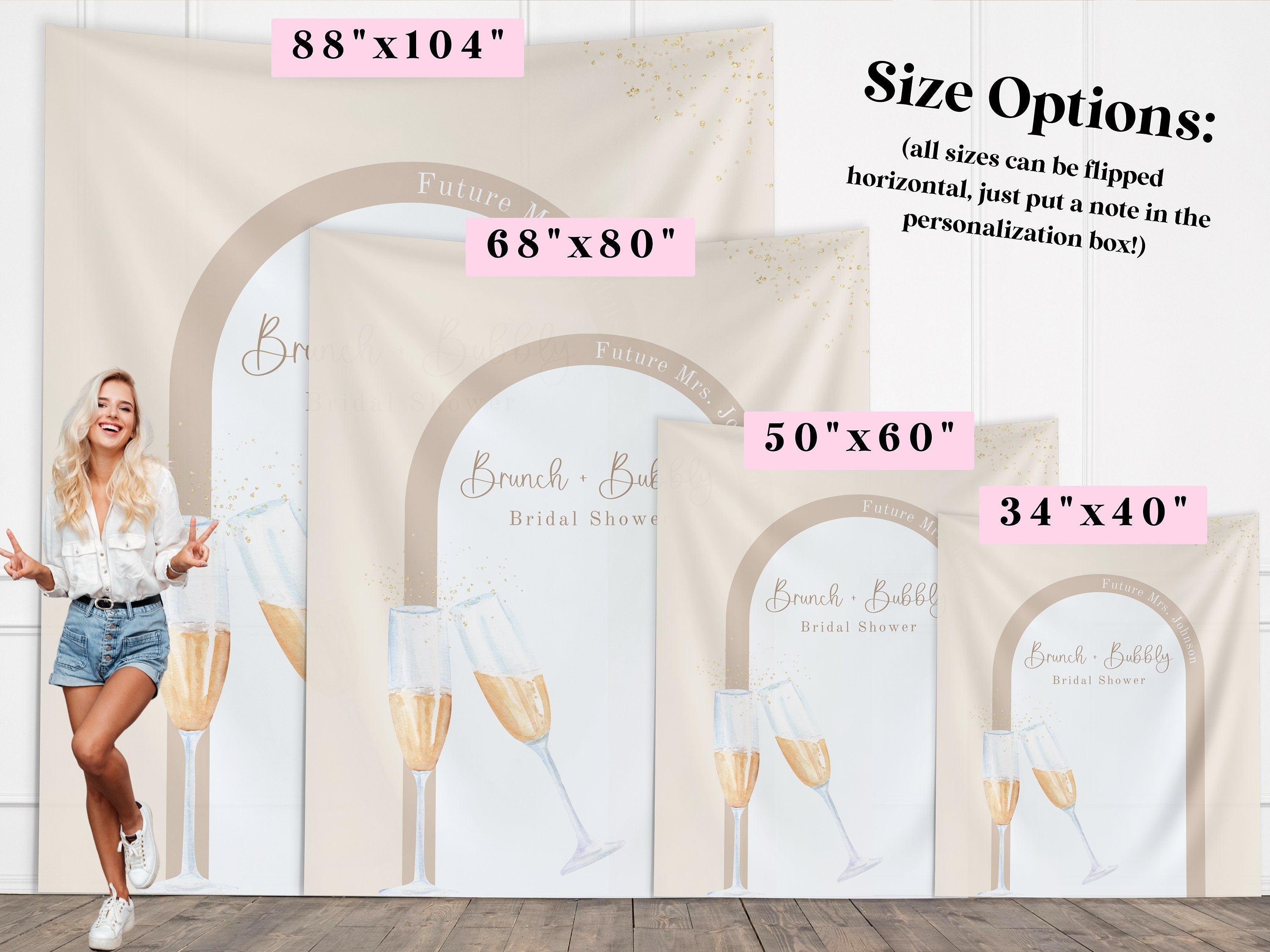 Brunch & Bubbly Bridal Shower Custom Banner, Future Mrs. Banner, Champagne Backdrop, Minimalist Bridal Shower, Engagement Party, Wedding