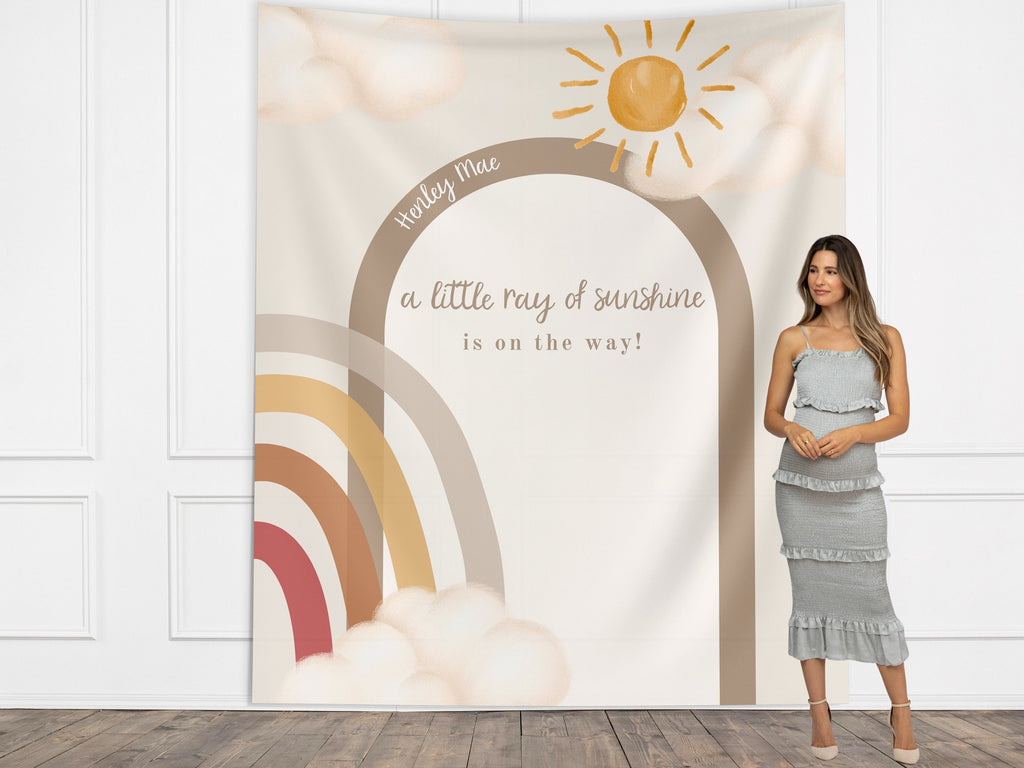 Boho Little Sunshine Baby Shower Custom Banner Backdrop