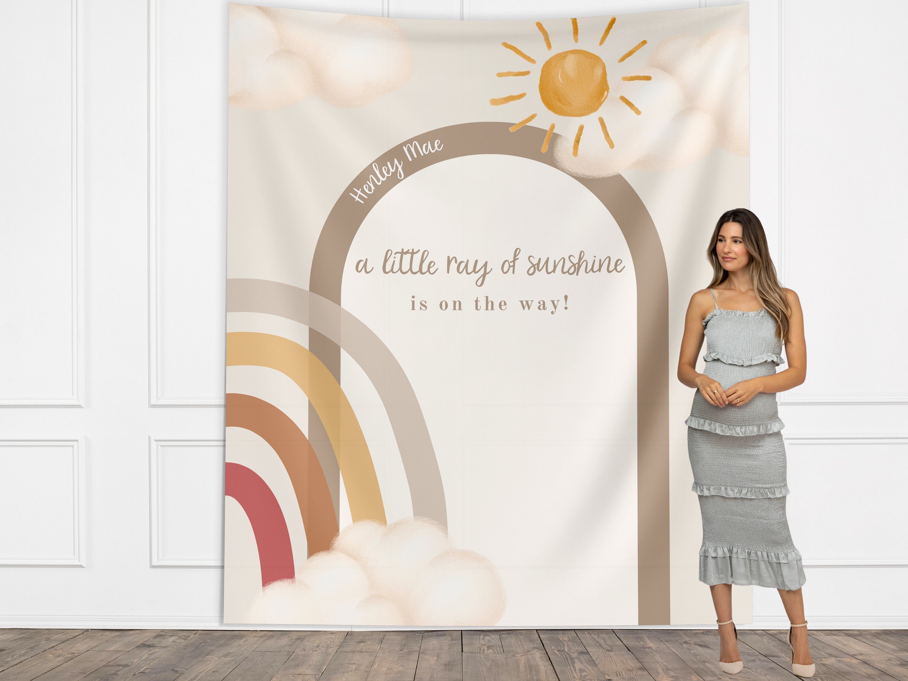 Boho Little Sunshine Baby Shower Custom Banner Backdrop