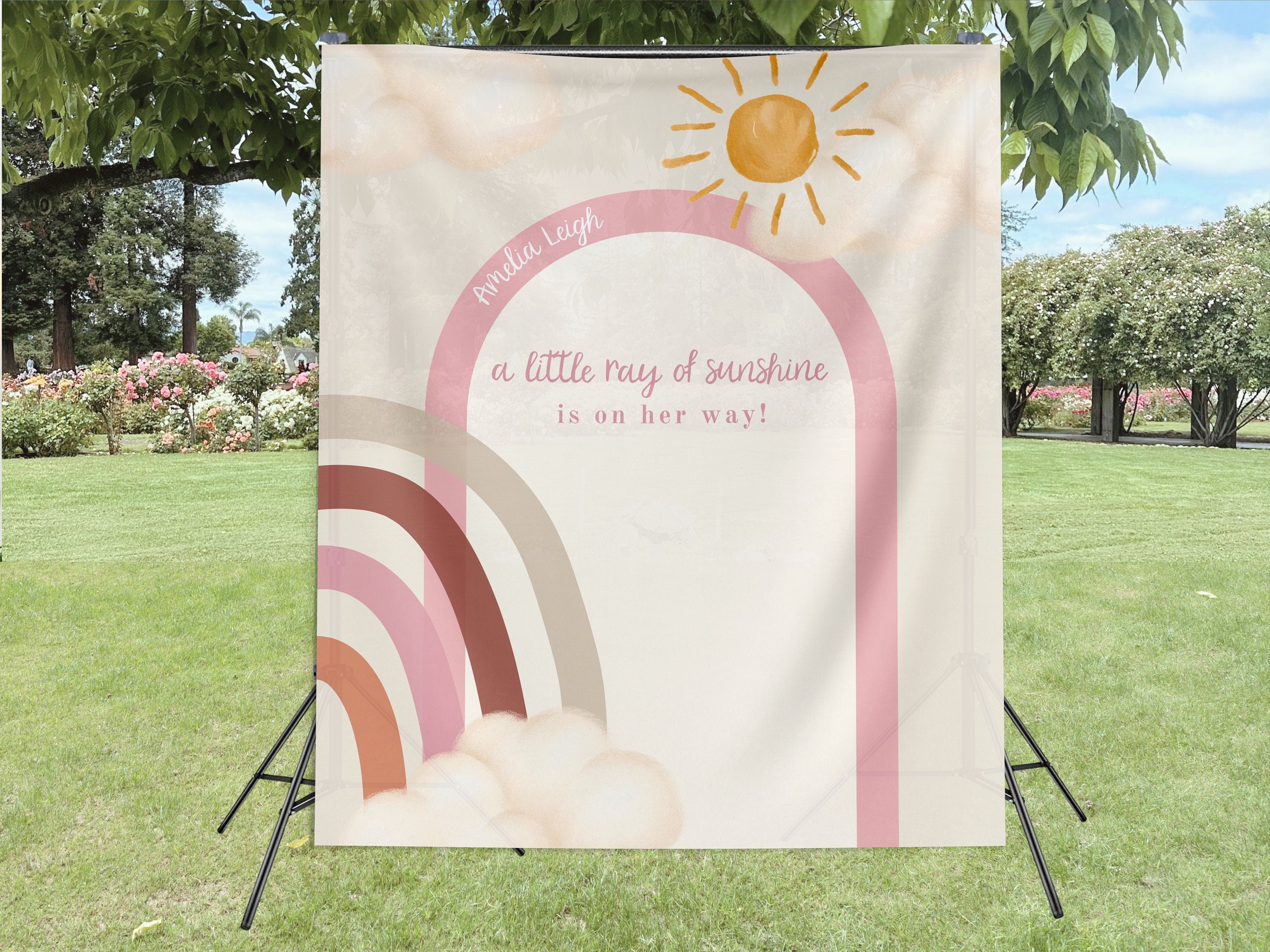 Boho Little Sunshine Baby Shower Custom Banner Backdrop