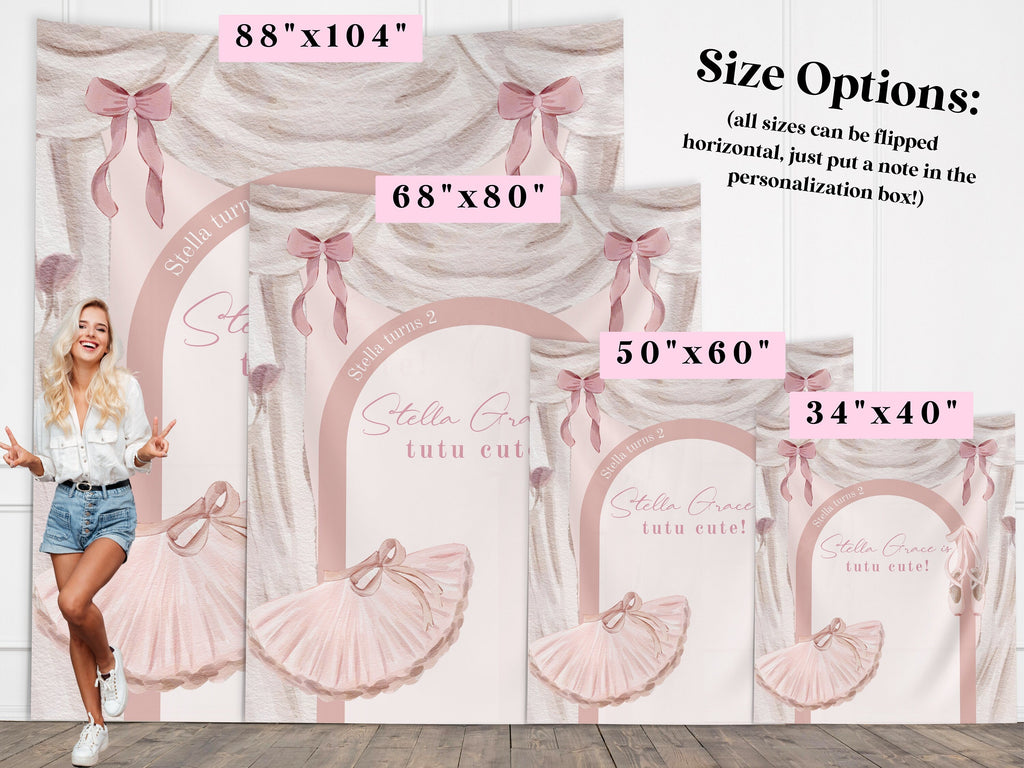 Tutu Cute Birthday Party Custom Banner, Ballerina Birthday Party Décor, Girl Birthday Party Custom Party Backdrop, 2nd Birthday Party Ideas