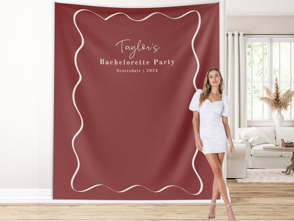 Wavy Border Custom Bachelorette Party Banner Backdrop
