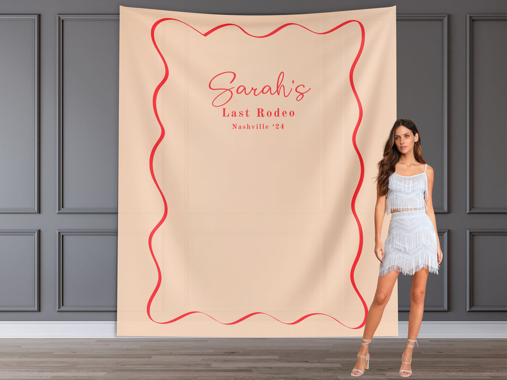 Wavy Border Custom Bachelorette Party Banner Backdrop