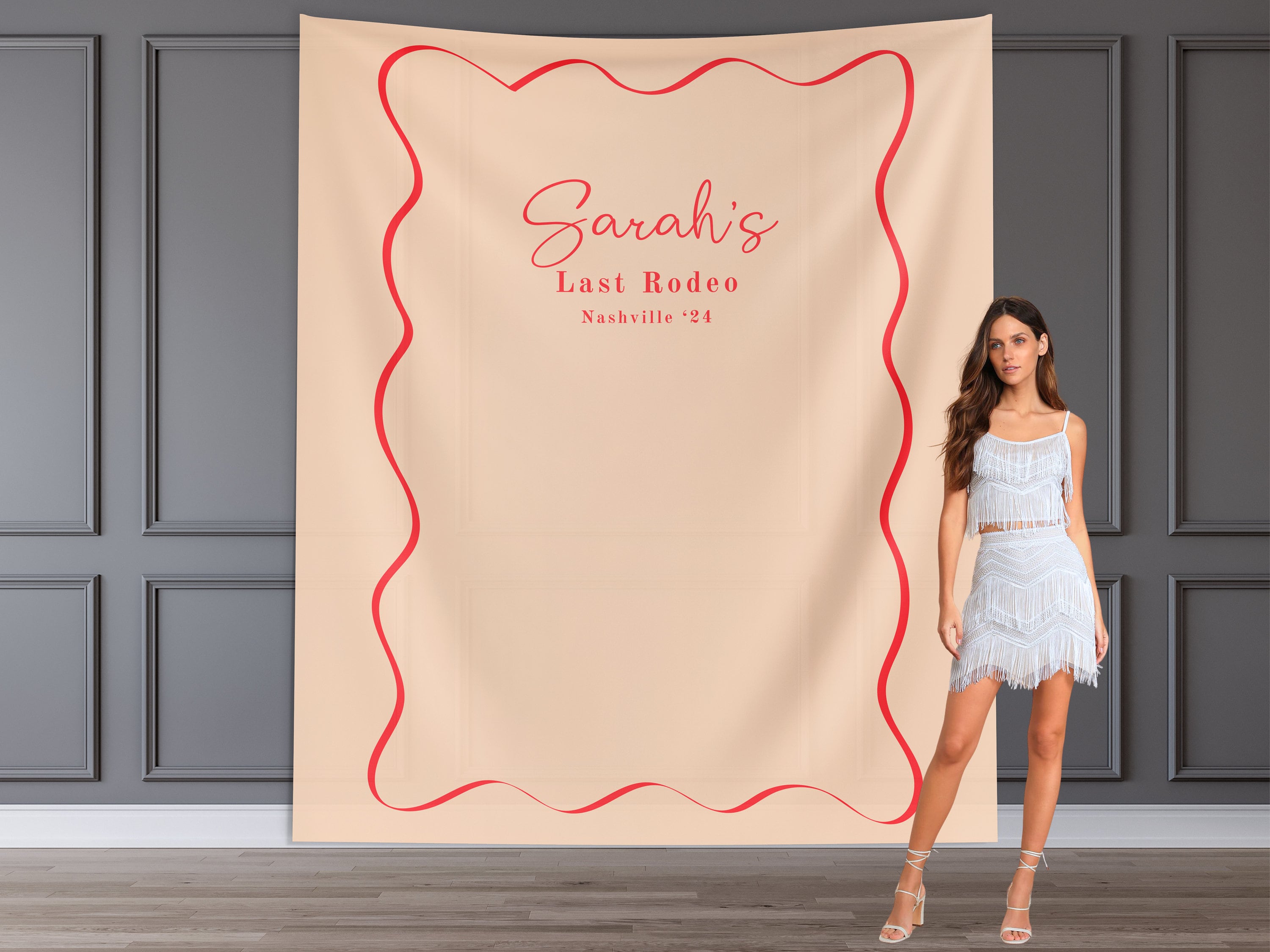 Wavy Border Custom Bachelorette Party Banner Backdrop
