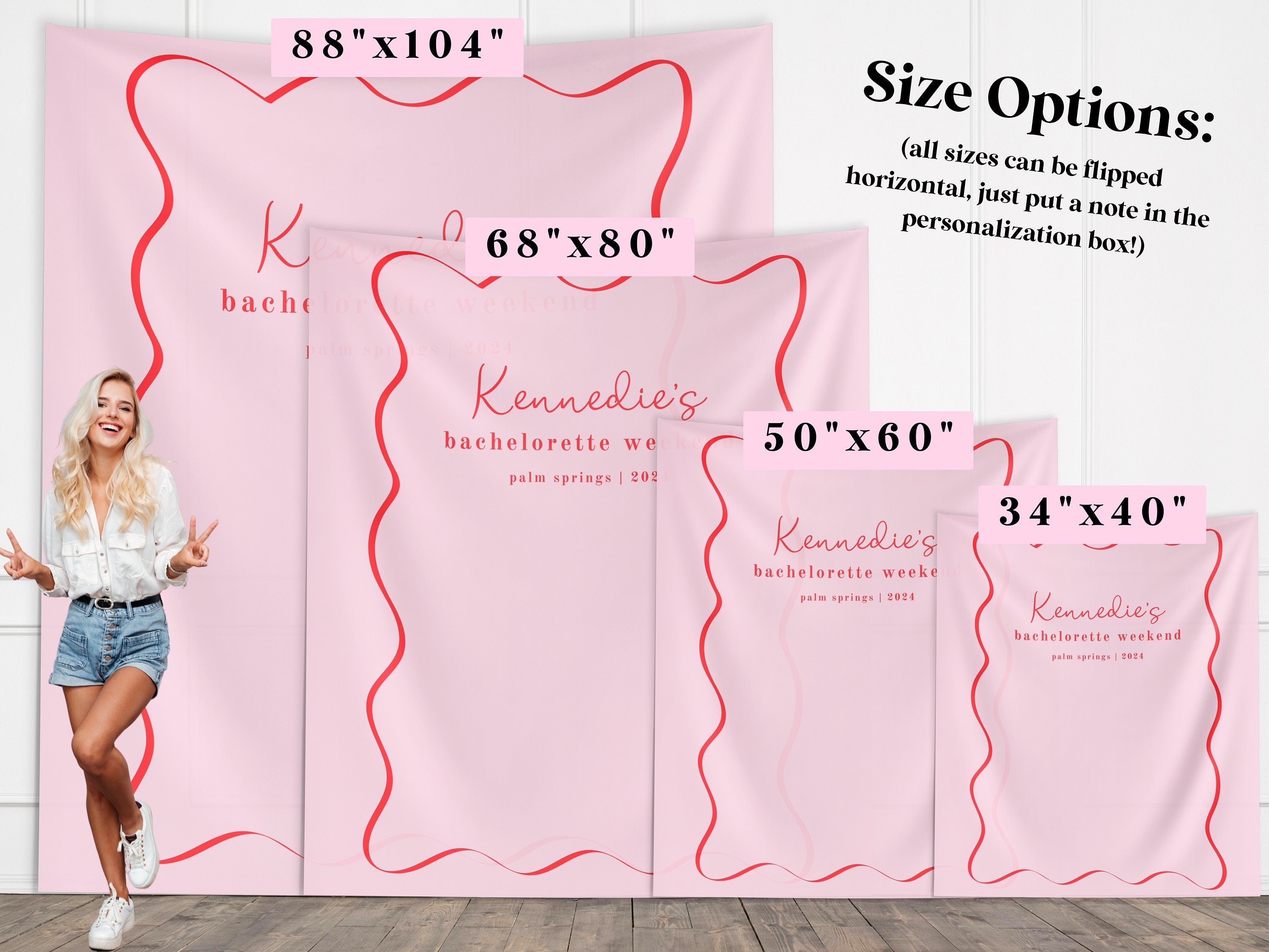Wavy Border Custom Bachelorette Party Banner Backdrop