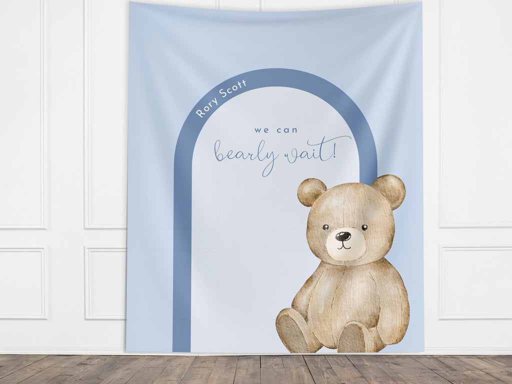 Modern Bear Baby Shower Custom Banner, Bearly Wait Baby Shower Boy, Neutral Teddy Bear Backdrop Décor, Bear-ly Wait Shower, Gender Reveal