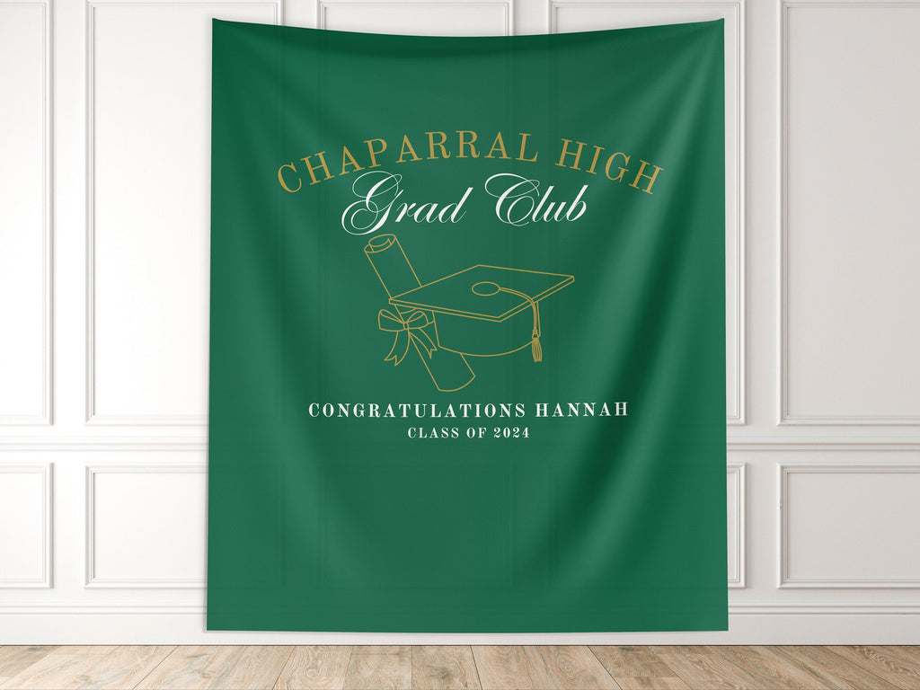 Luxury Class of 2025 Social Club Custom Graduation Party Banner Backdrop