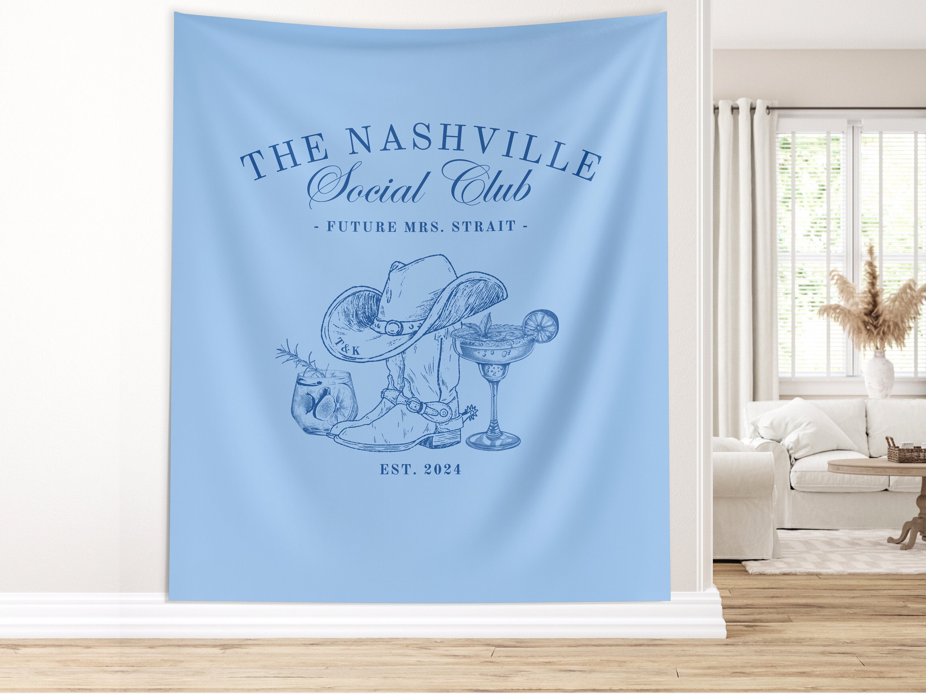 The Nashville Social Club Custom Luxury Bachelorette Banner Backdrop