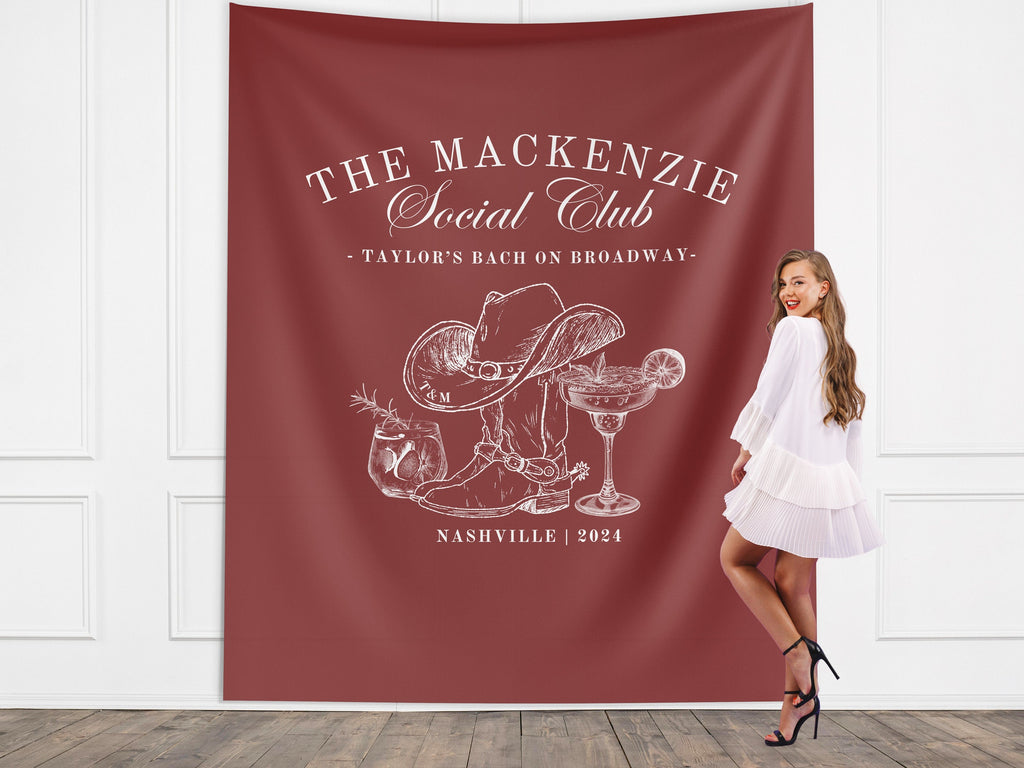 The Nashville Social Club Custom Luxury Bachelorette Banner Backdrop