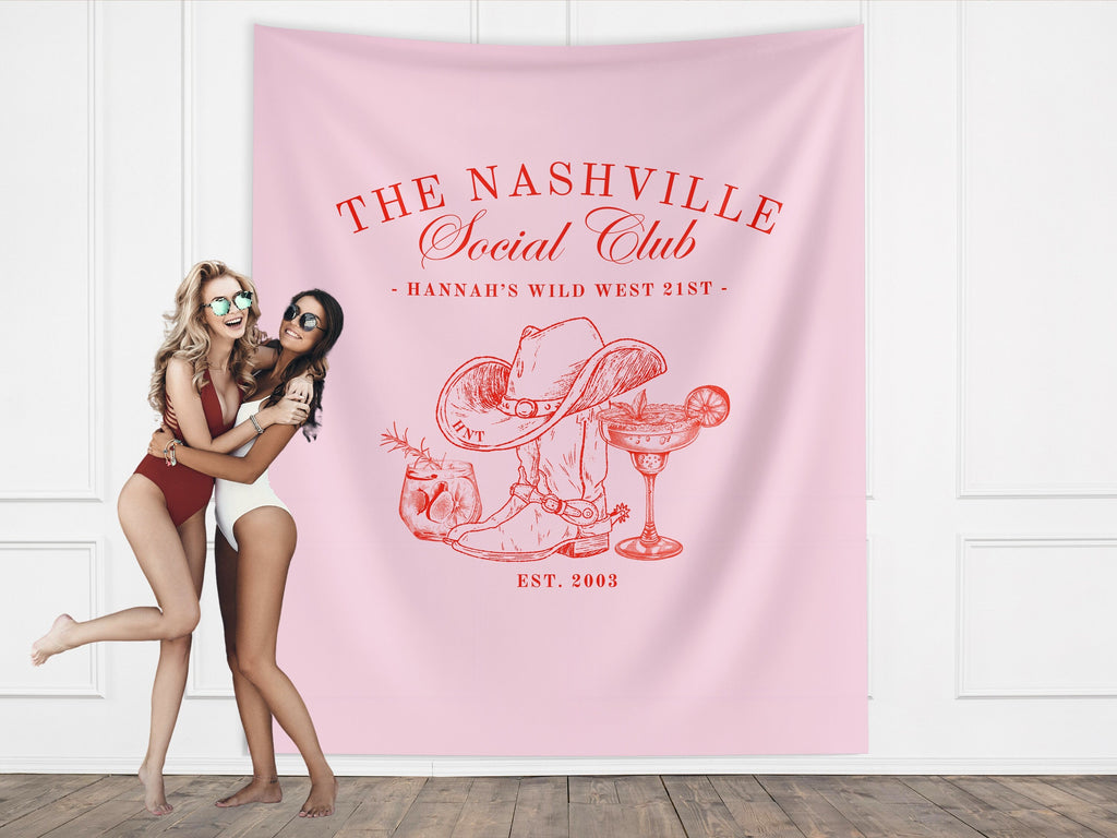 The Nashville Social Club Custom Luxury Bachelorette Banner Backdrop