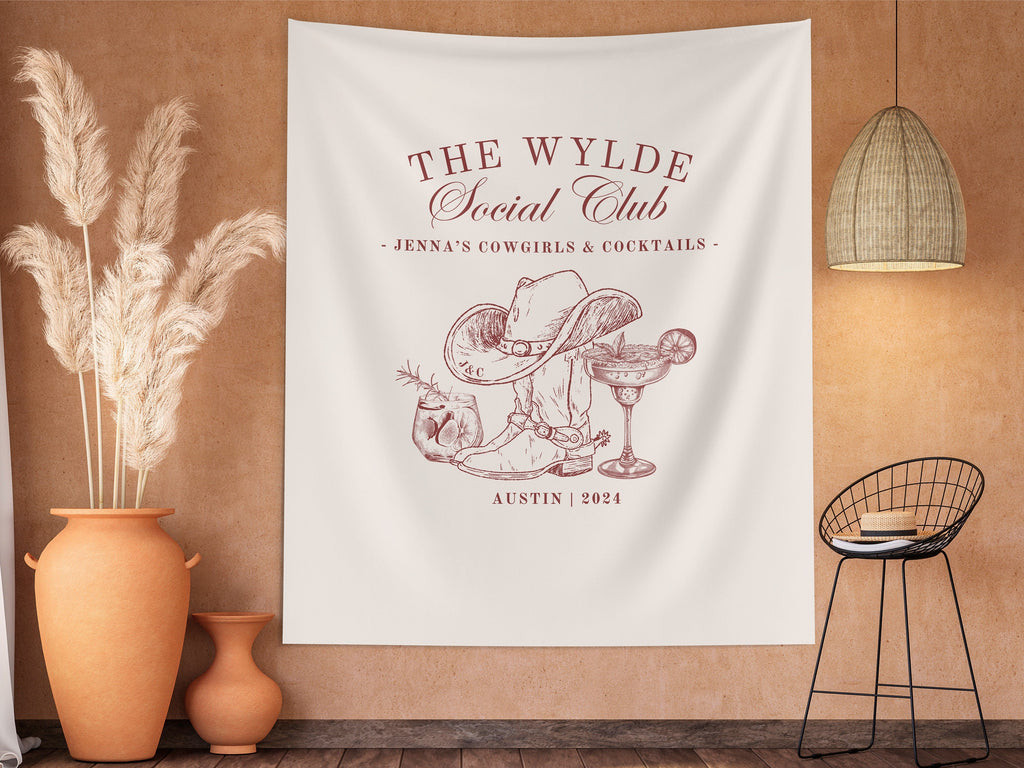 The Nashville Social Club Custom Luxury Bachelorette Banner Backdrop