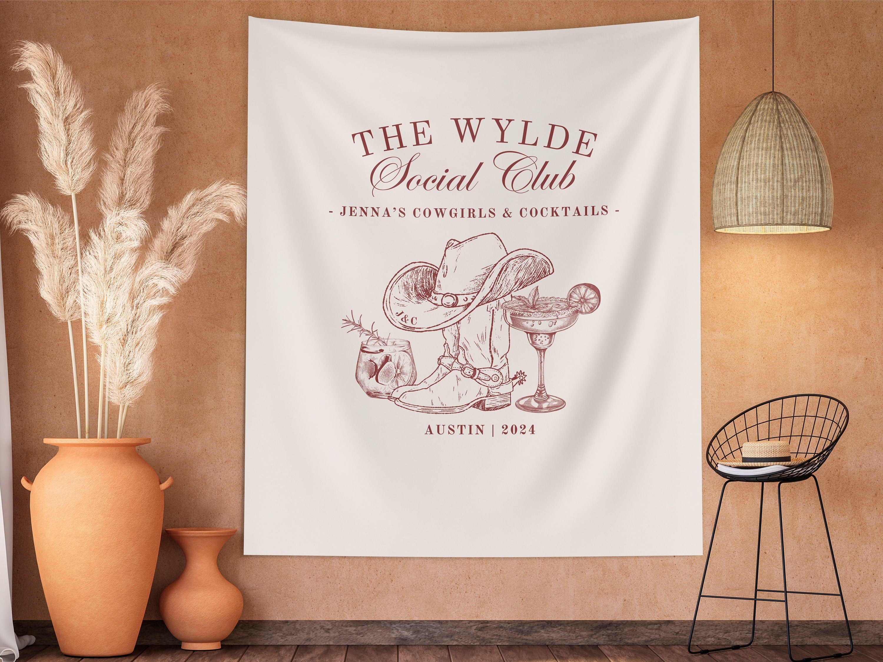 The Nashville Social Club Custom Luxury Bachelorette Banner Backdrop