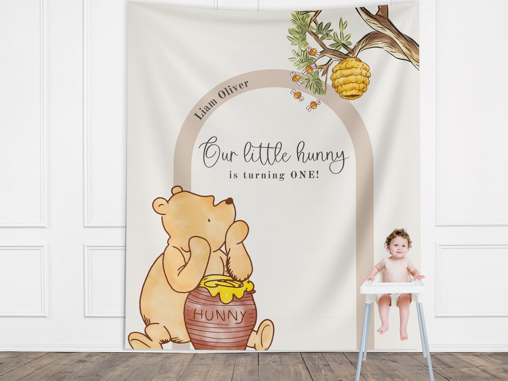 Classic Winnie the Pooh Birthday Customizable Banner Backdrop