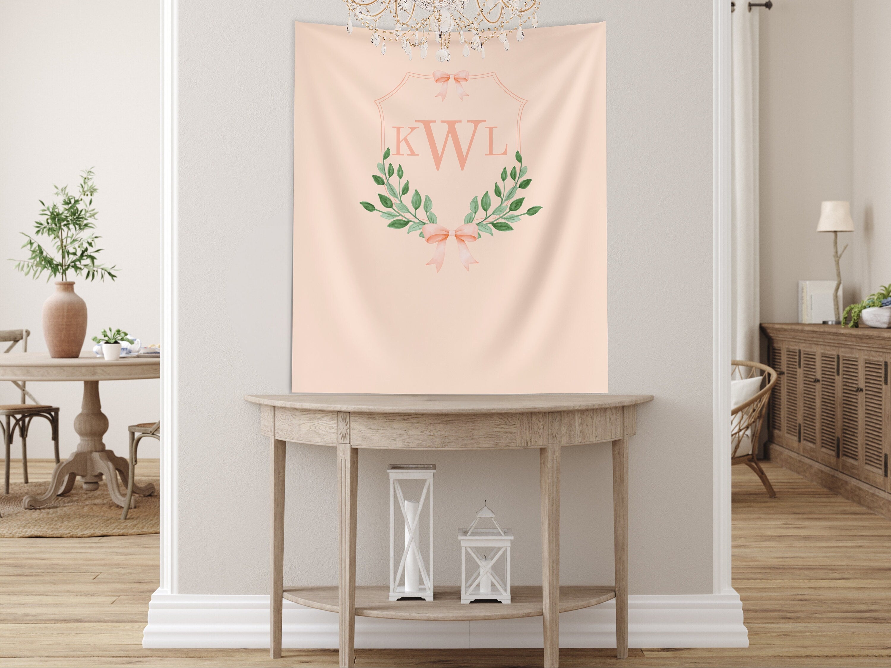 Bow Monogram Birthday Party Custom Banner, 1st Birthday, Customizable Backdrop, Cake Smash, High Chair Banner, Baby First Birthday Gift