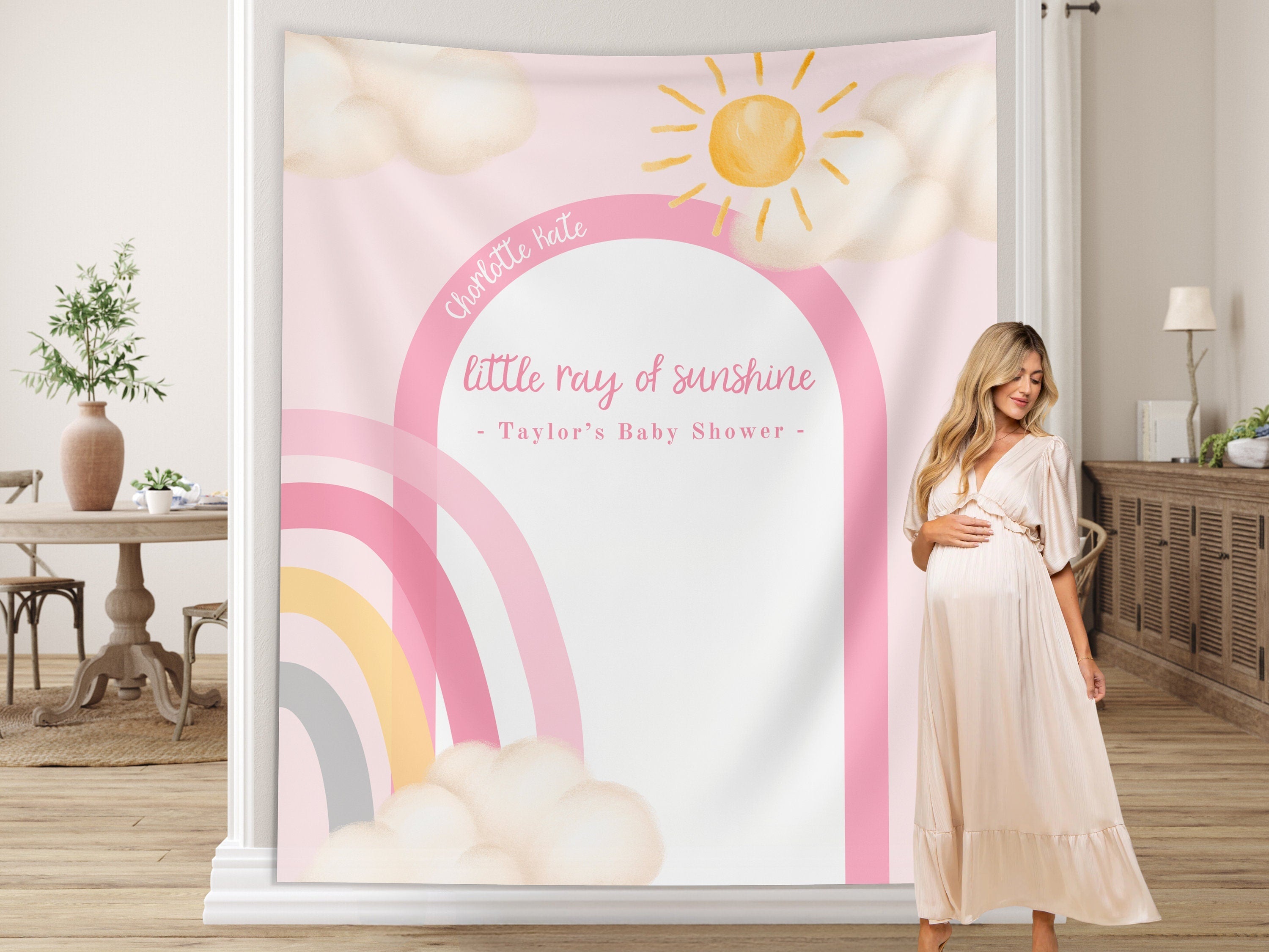 Boho Little Sunshine Baby Shower Custom Banner Backdrop