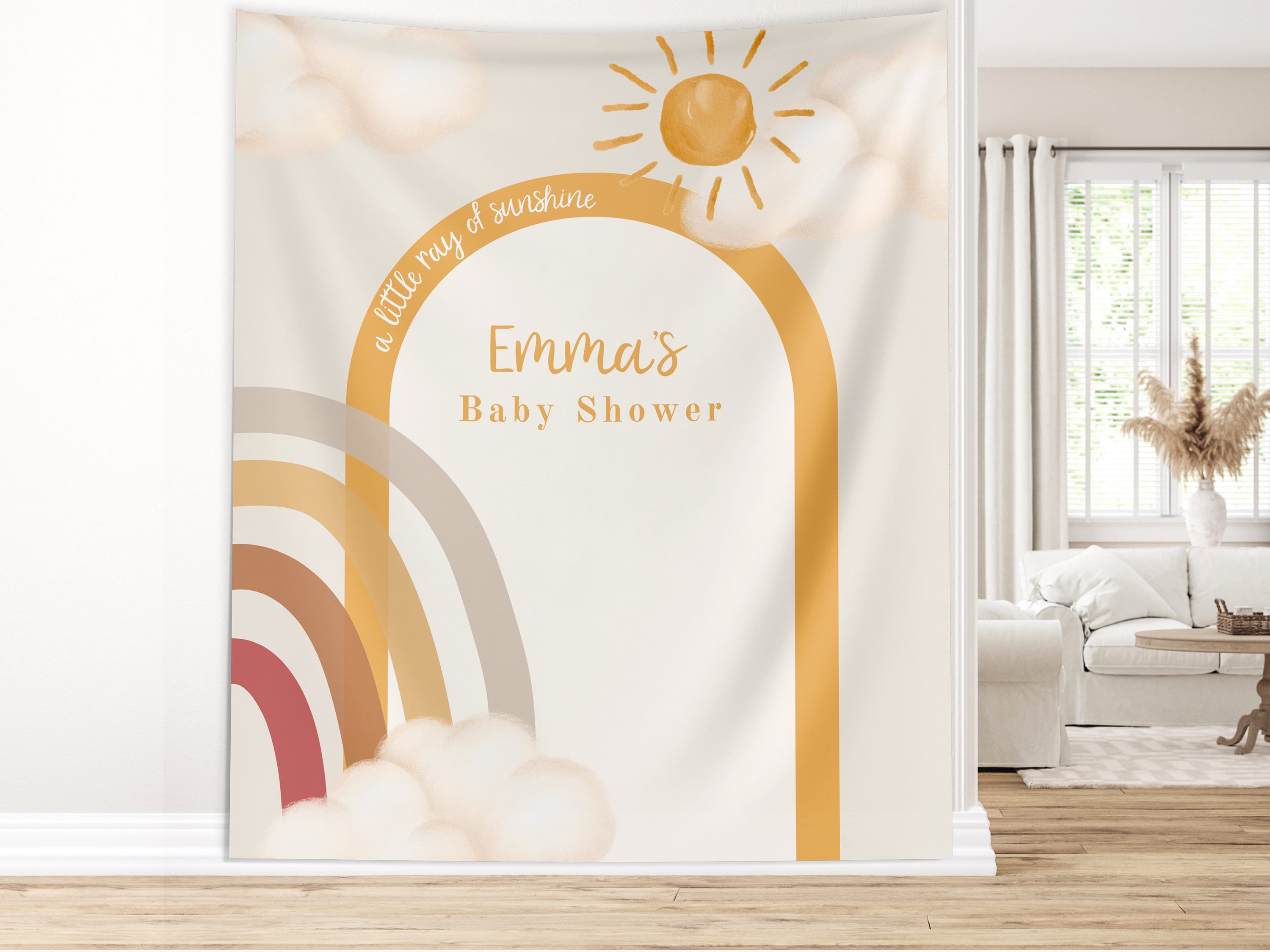 Boho Little Sunshine Baby Shower Custom Banner Backdrop
