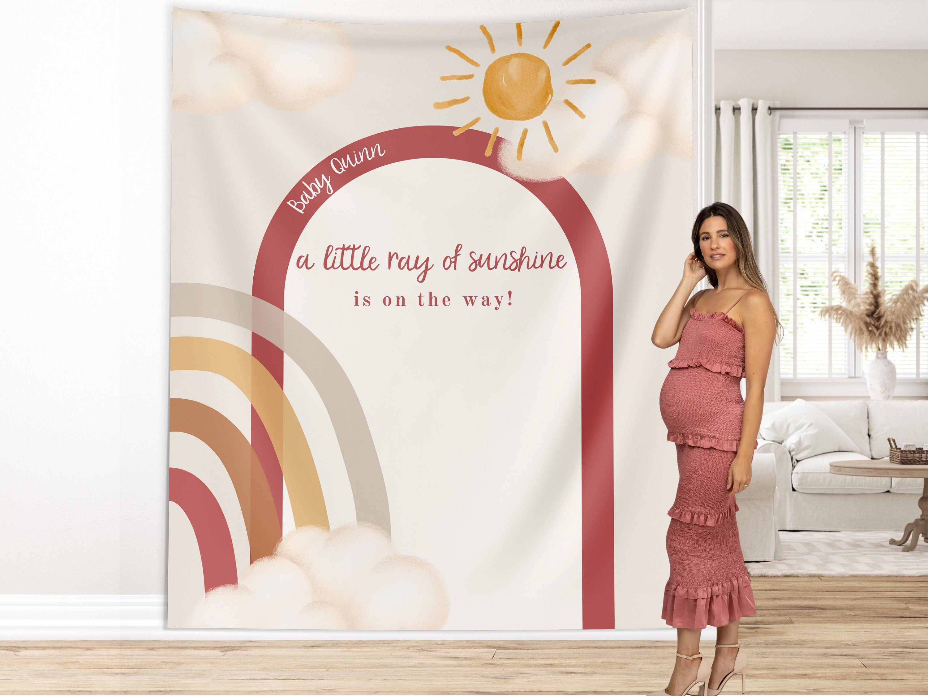 Boho Little Sunshine Baby Shower Custom Banner Backdrop