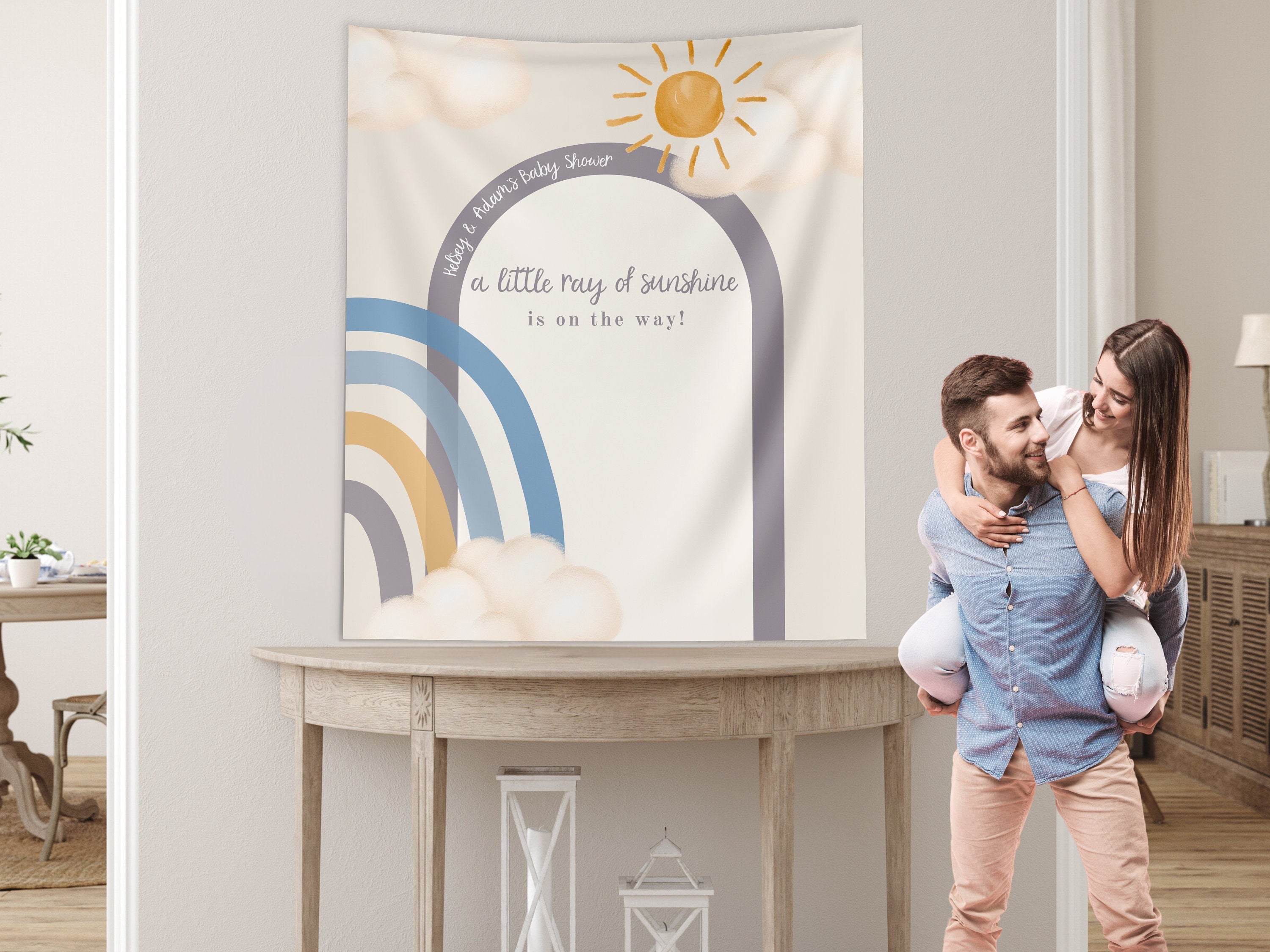 Boho Little Sunshine Baby Shower Custom Banner Backdrop