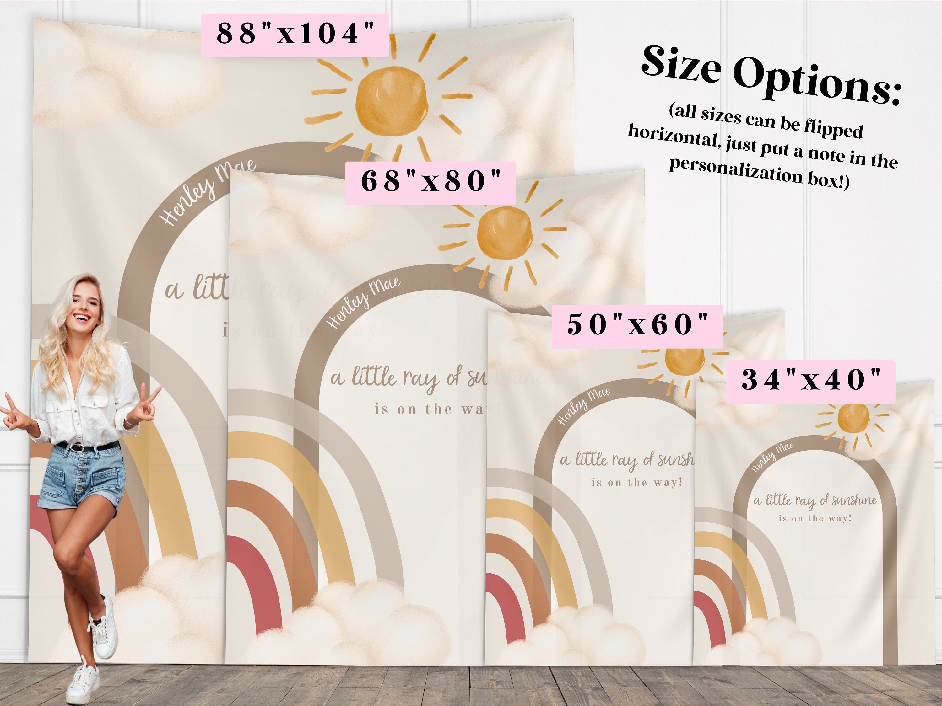Boho Little Sunshine Baby Shower Custom Banner Backdrop